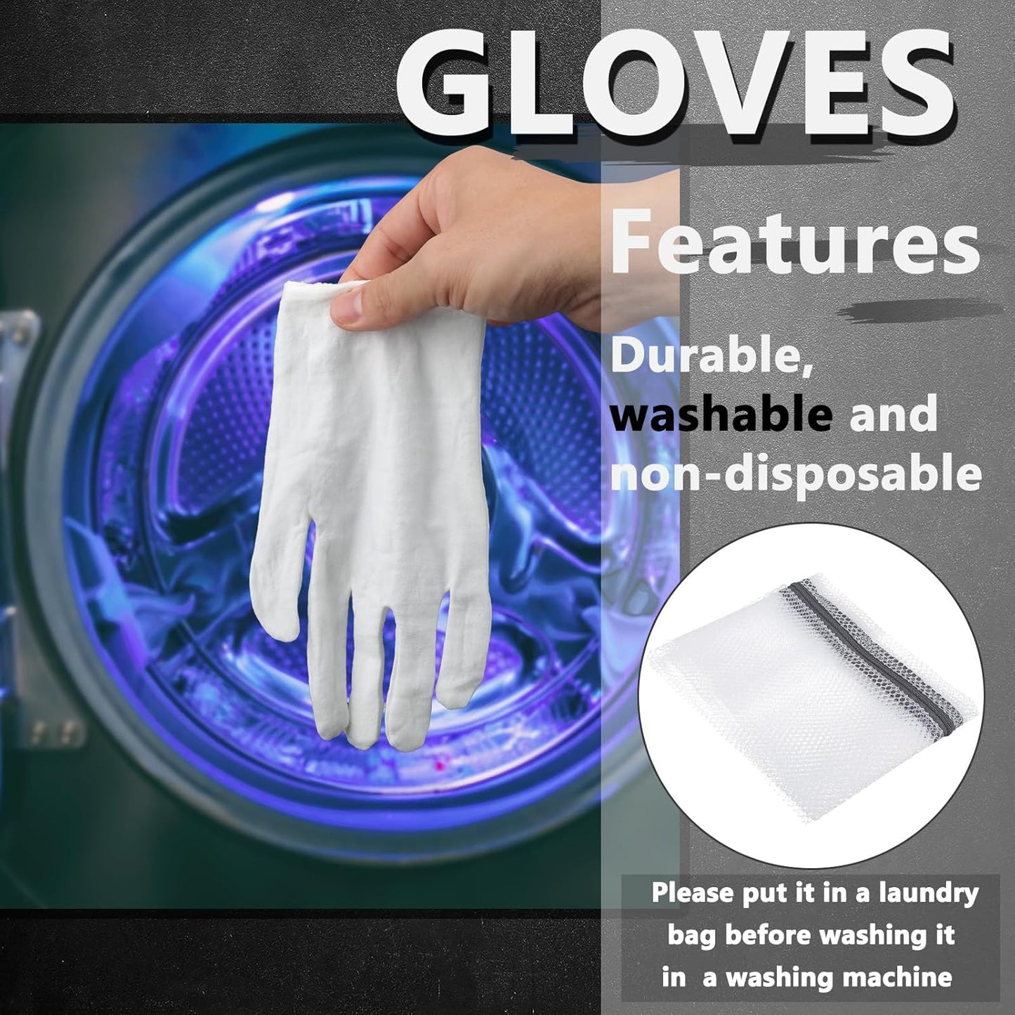 White Cotton Gloves for Men & Women - Soft Dust Protection for Art, Crafting, Eczema, and More | Large Size