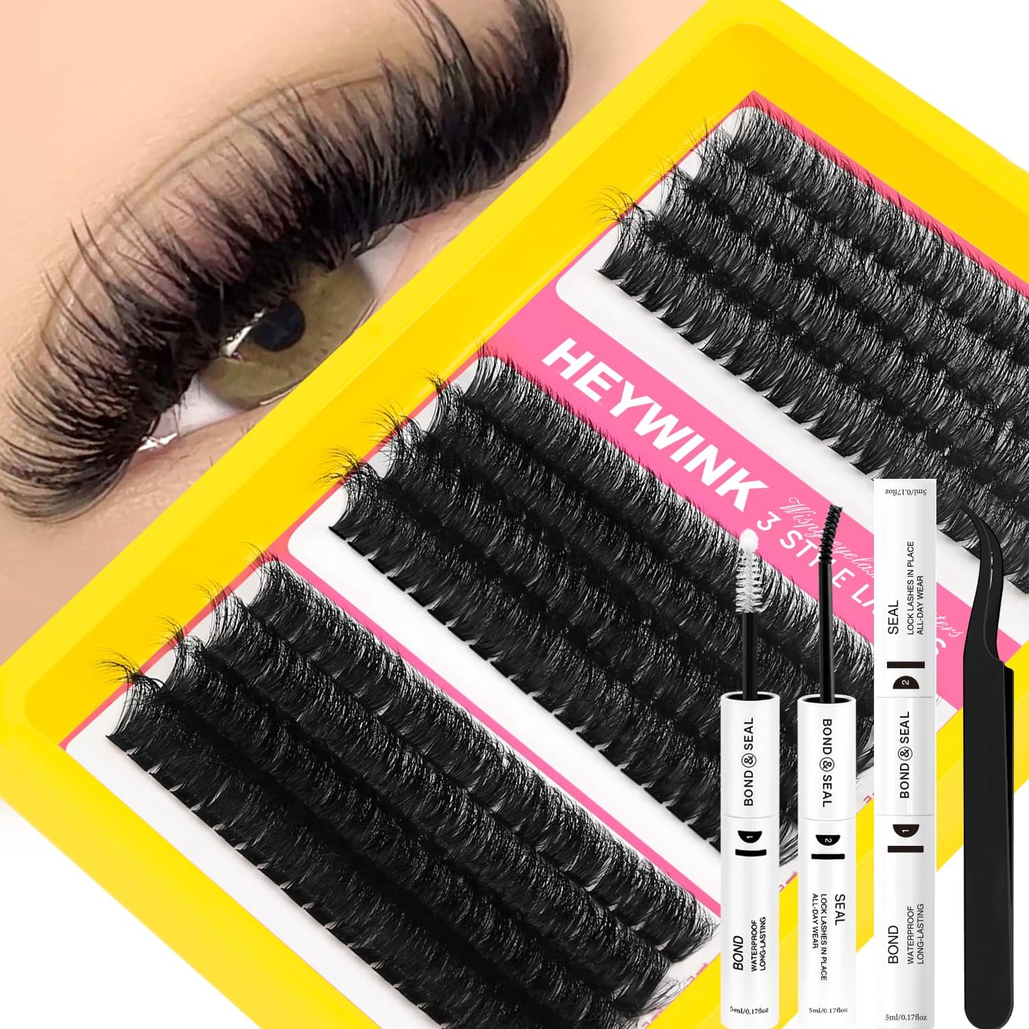 Lash Clusters Kit - 60D, 80D, 100D Thick Individual Eyelash Extensions | DIY Home Use 12-18mm
