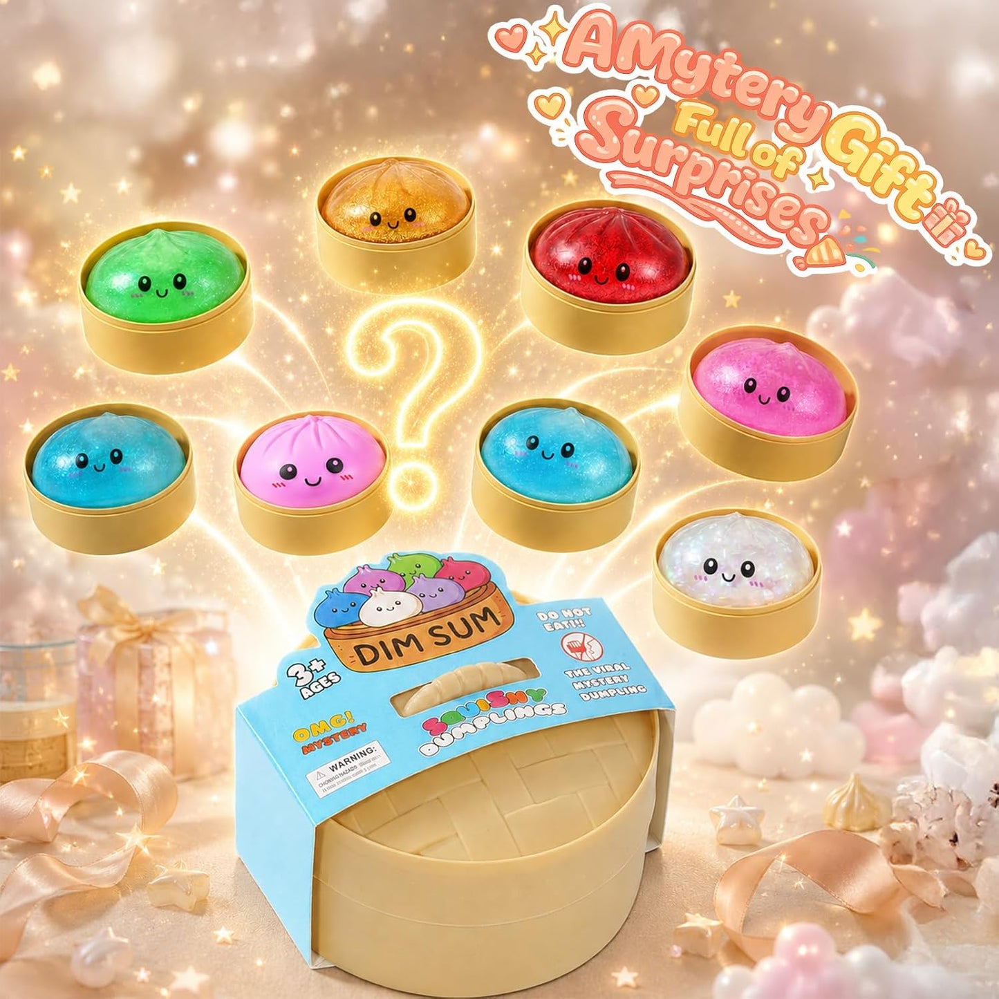 Dumpling Squishy Toy - Random Color Sensory Fidget for Anxiety Relief | Cute & Soft Stretchy Design