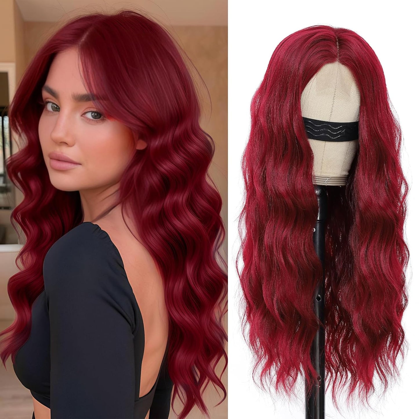Ombre Blonde Wigs for Women - 26 Inch Long Wavy Synthetic Lace Front Wig | Heat Resistant for Daily & Party Wear