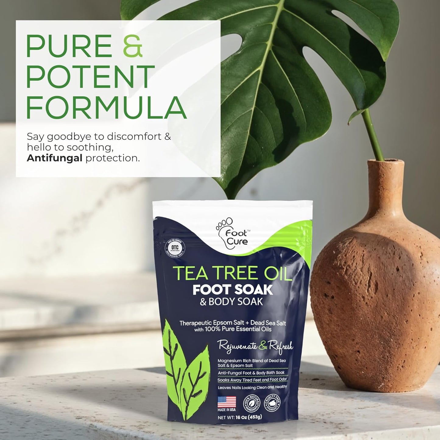 Tea Tree Oil Foot Soak - Epsom Salt for Toenail Repair & Athlete's Foot | 16 oz Spa Treatment