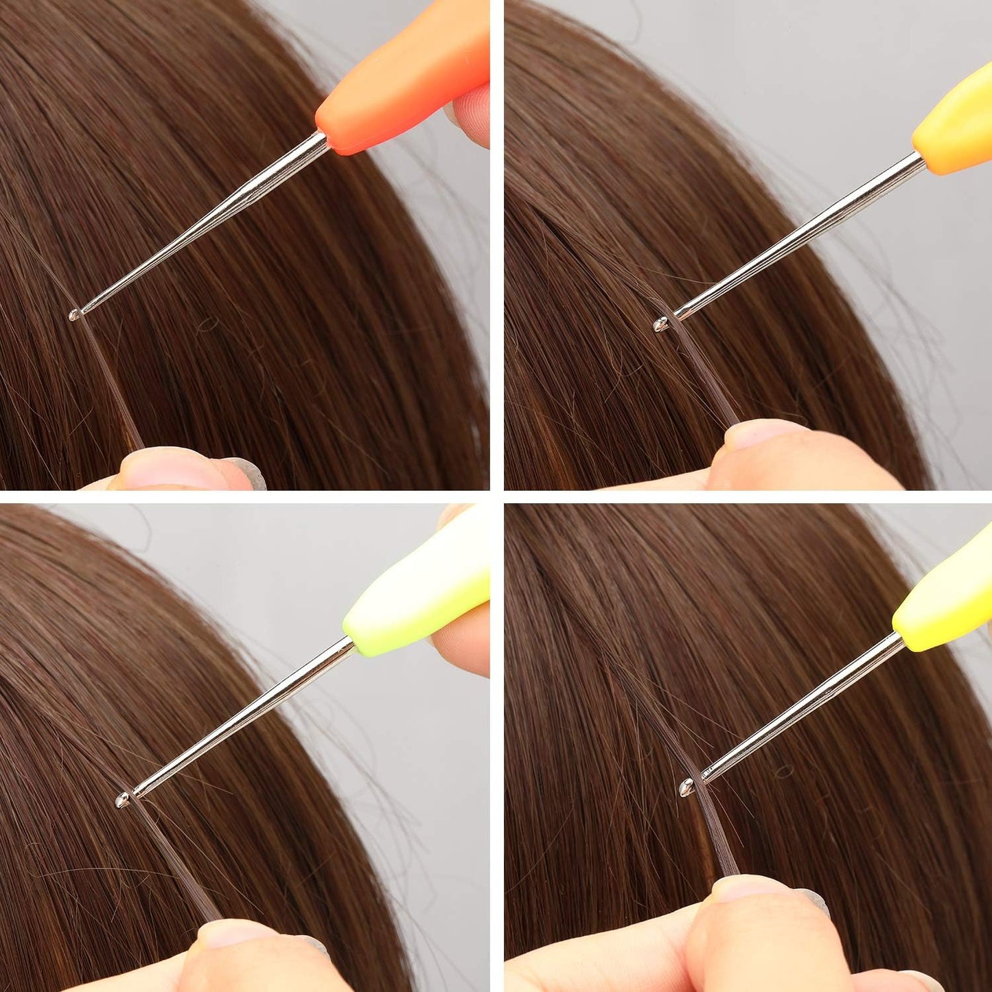 WILLBOND Hair Highlighting Needles - Precision Metal Crochet Hooks with Soft Handles | 1mm to 1.75mm, 4 Colors