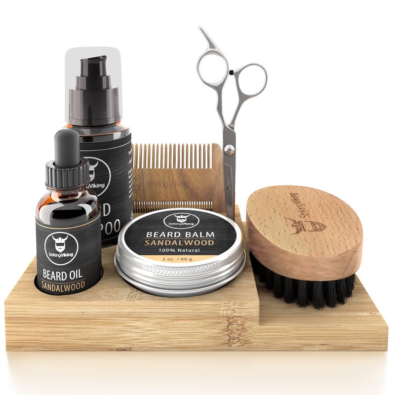 Striking Viking Bamboo Beard Caddy for Men - 7.3 in x 4.5 in x 1 in - Portable Grooming Caddy Organizer for Beard Balm & Oil Products
