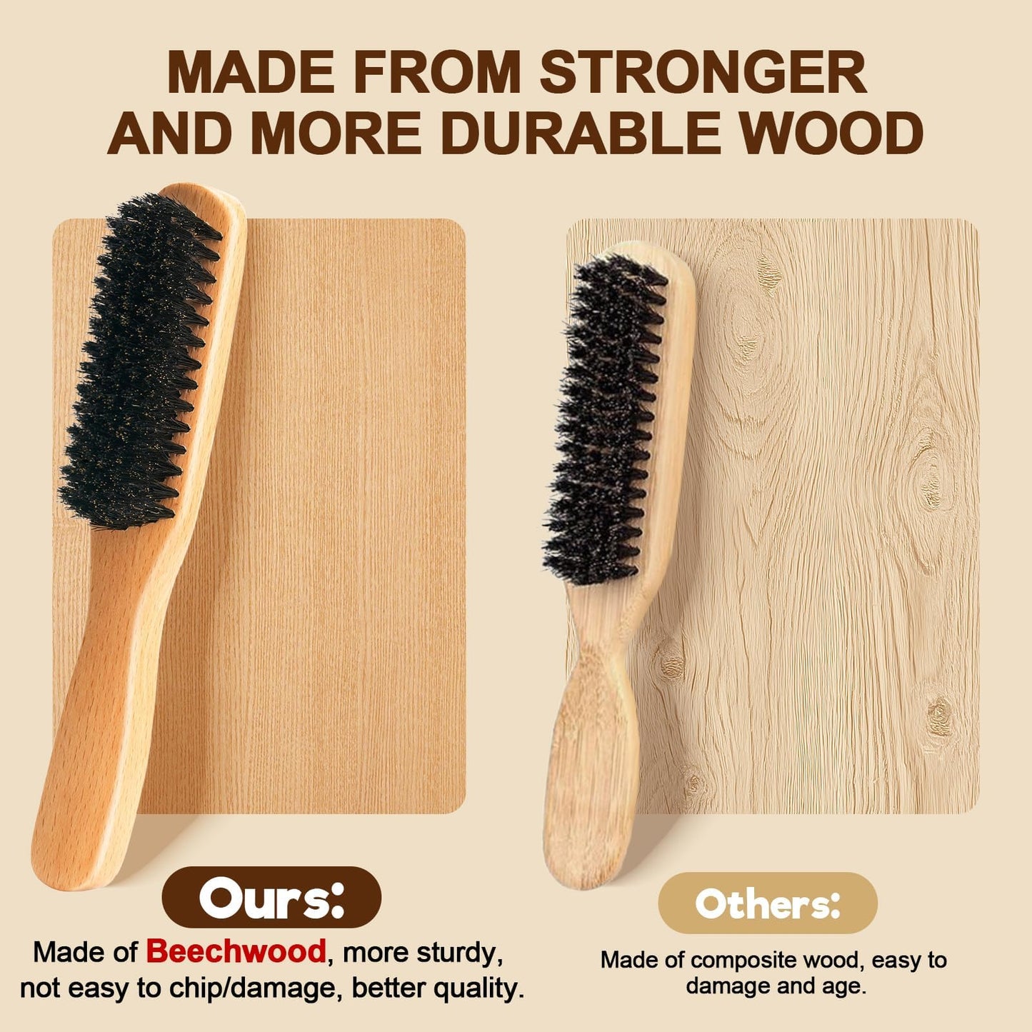 Boar Bristle Slick Back Hair Brush for Smooth Flyaways, Frizz, Sleek Ponytail, Buns and Edge Baby Hair, Teasing | Hair Comb, Edge Brush, Teasing Brush Styling Accessories for Girls, Kids, Women & Men