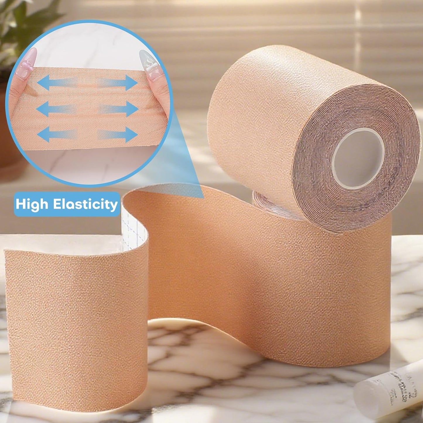 Tattoo Cover Up Tape - 2 Rolls of 3"x16.4ft Water-Resistant Skin Tone Patches | Conceal Tattoos, Scars & Birthmarks - Light Tan