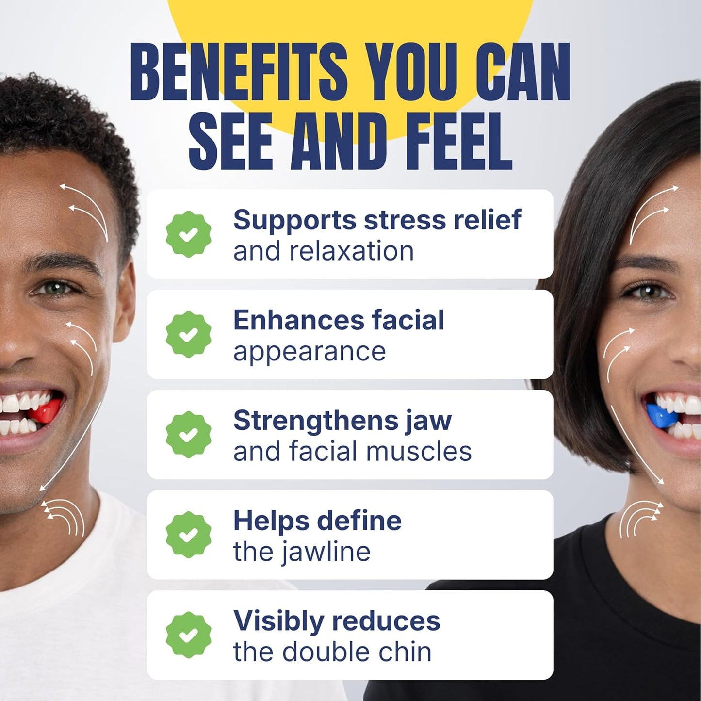 Jaw Exerciser - 4-Level Resistance Jawline Trainer | Food-Grade Silicone Double Chin Reducer for All Skill Levels