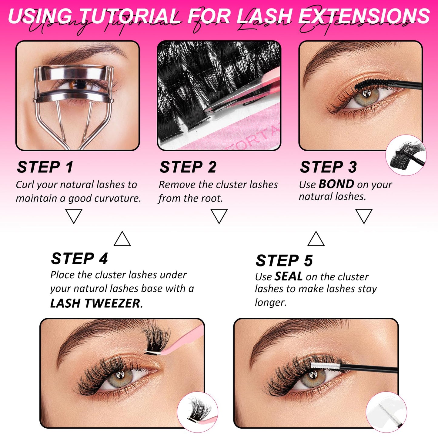 MilyBest Lash Clusters Kit 60D 80D Fluff Cluster Eyelash Extensions 10-18mm Individual Lashes Clusters D Curl Lash Extension Kit, Waterproof Thick Volume Eyelash Clusters with Bond & Seal, Tweezers