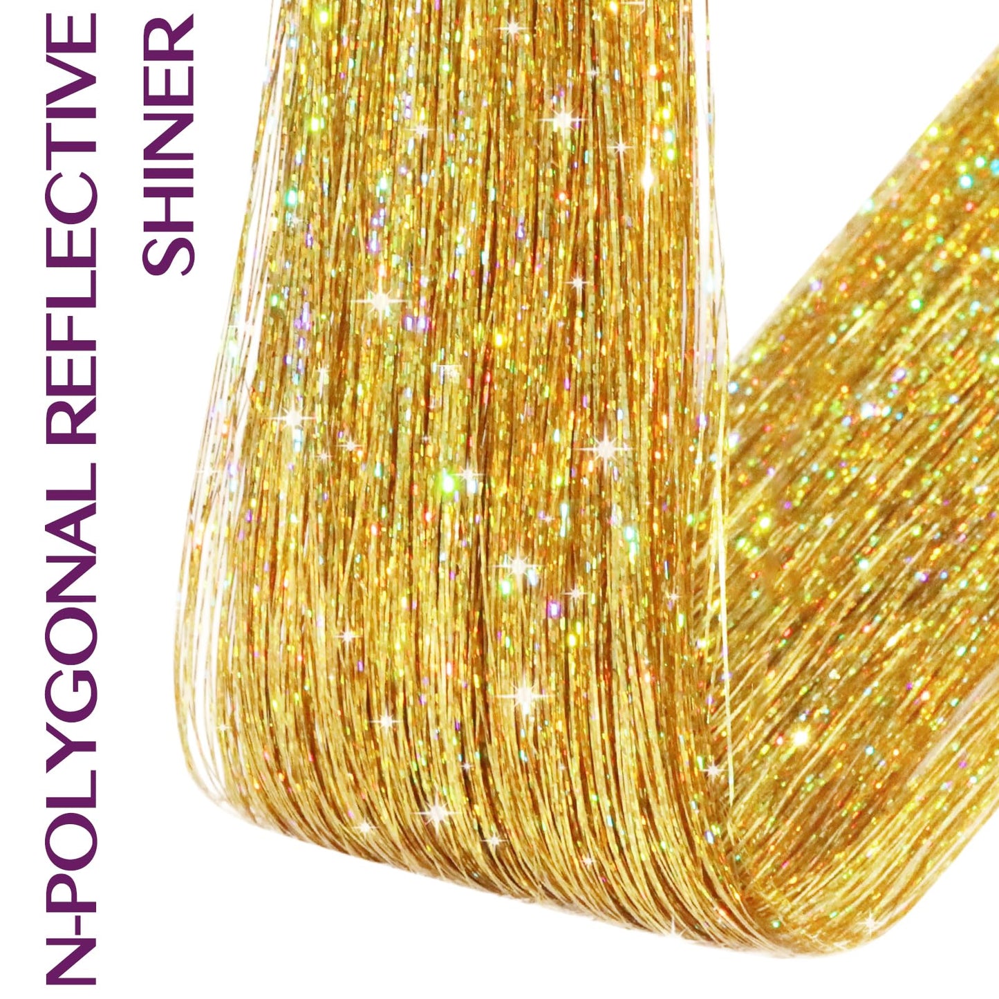 IDN BEAUTY Hair Tinsel Clip In Gold Sparkle Hair Extensions 24 Inch 6pcs