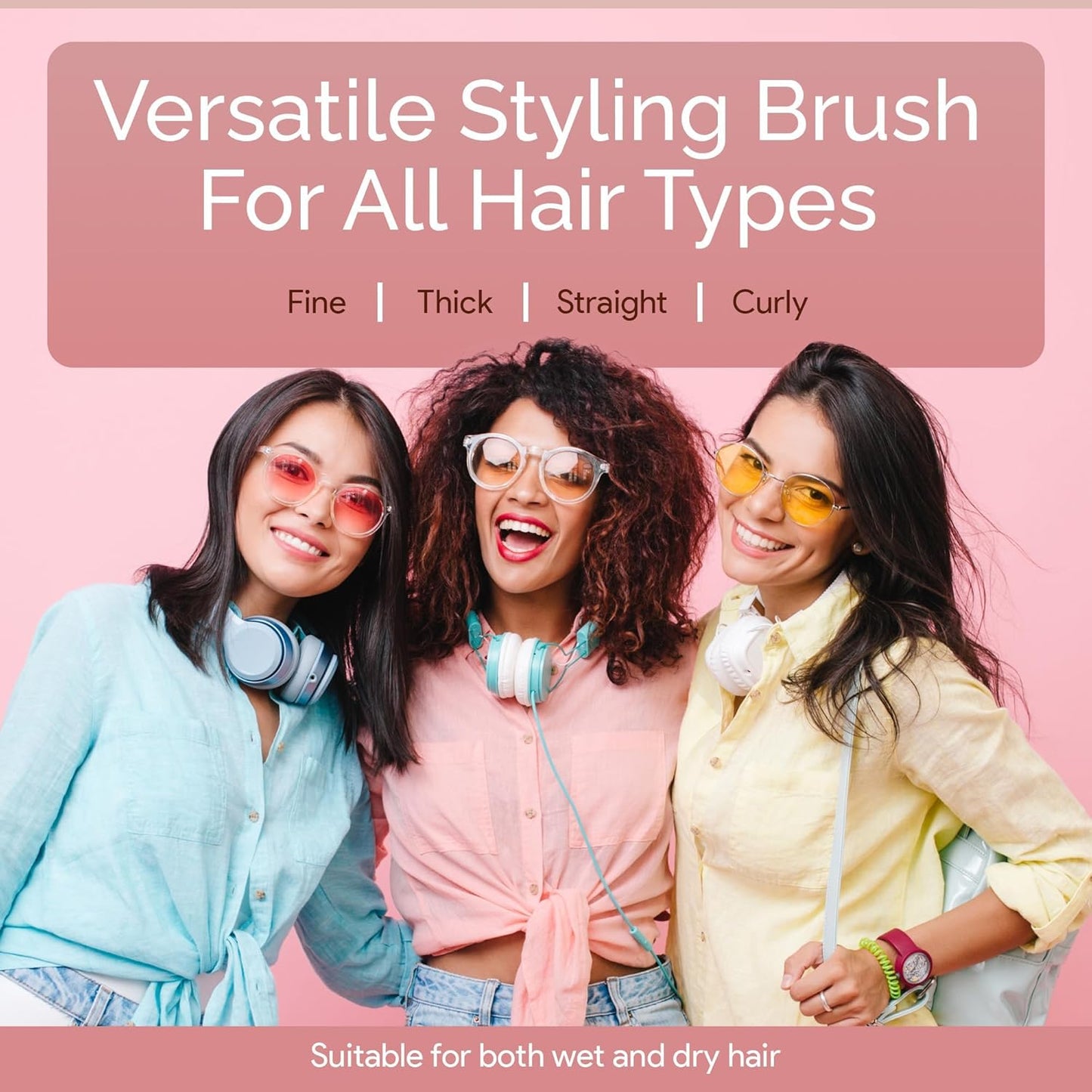 Lily England Vented Hair Brush - Easy Detangling Tool for Fine, Thick, Curly Hair | Rose Gold, Non-Slip Handle