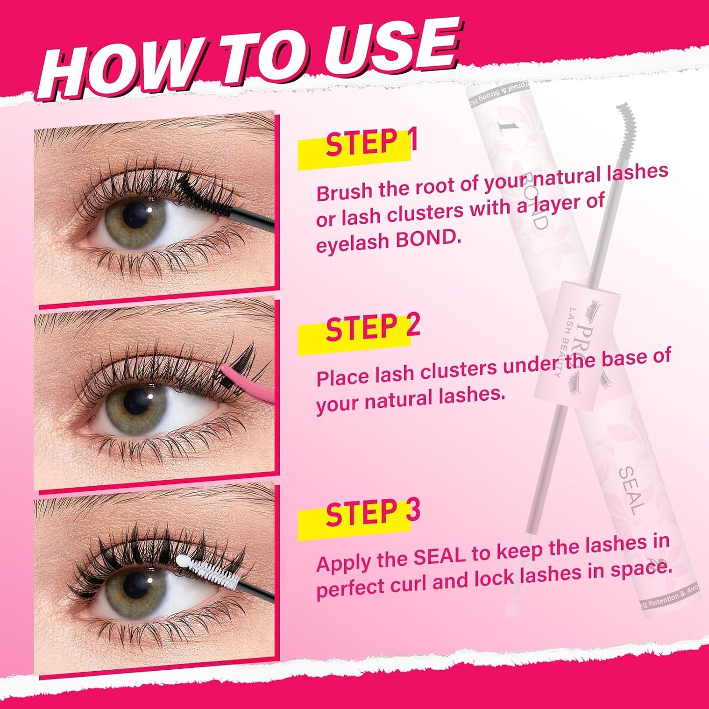 Lash Cluster Glue - Upgraded 2-in-1 Black Bond & Seal for Eyelash Clusters | Waterproof, Long-Lasting (10ml)