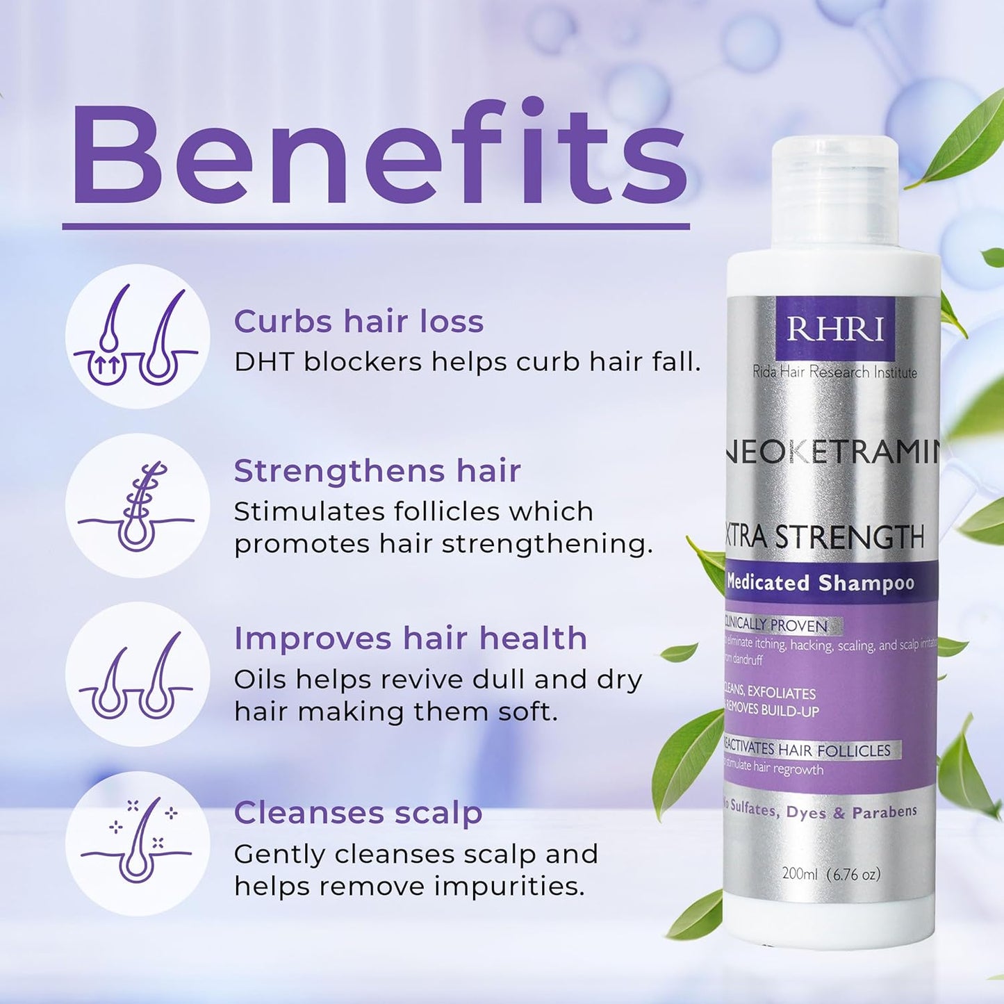 Anti Fungal Shampoo for Men & Women - Medicated Treatment for Dandruff, Folliculitis & Dry Scalp | Paraben-Free, Sulfate-Free, Includes Dandruff Brush