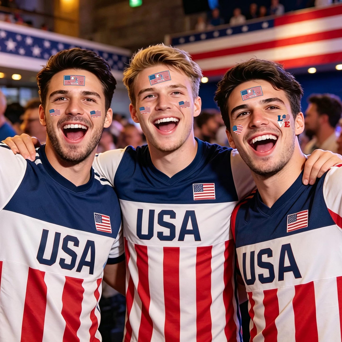 ZH BOCO ARTS 56Pcs Flag Temporary Tattoos Waterproof for World Cup 2026 Adults Kids, Patriotic Face Body Art Stickers for Football Fans Sports Events Parade Festival Party Supplies