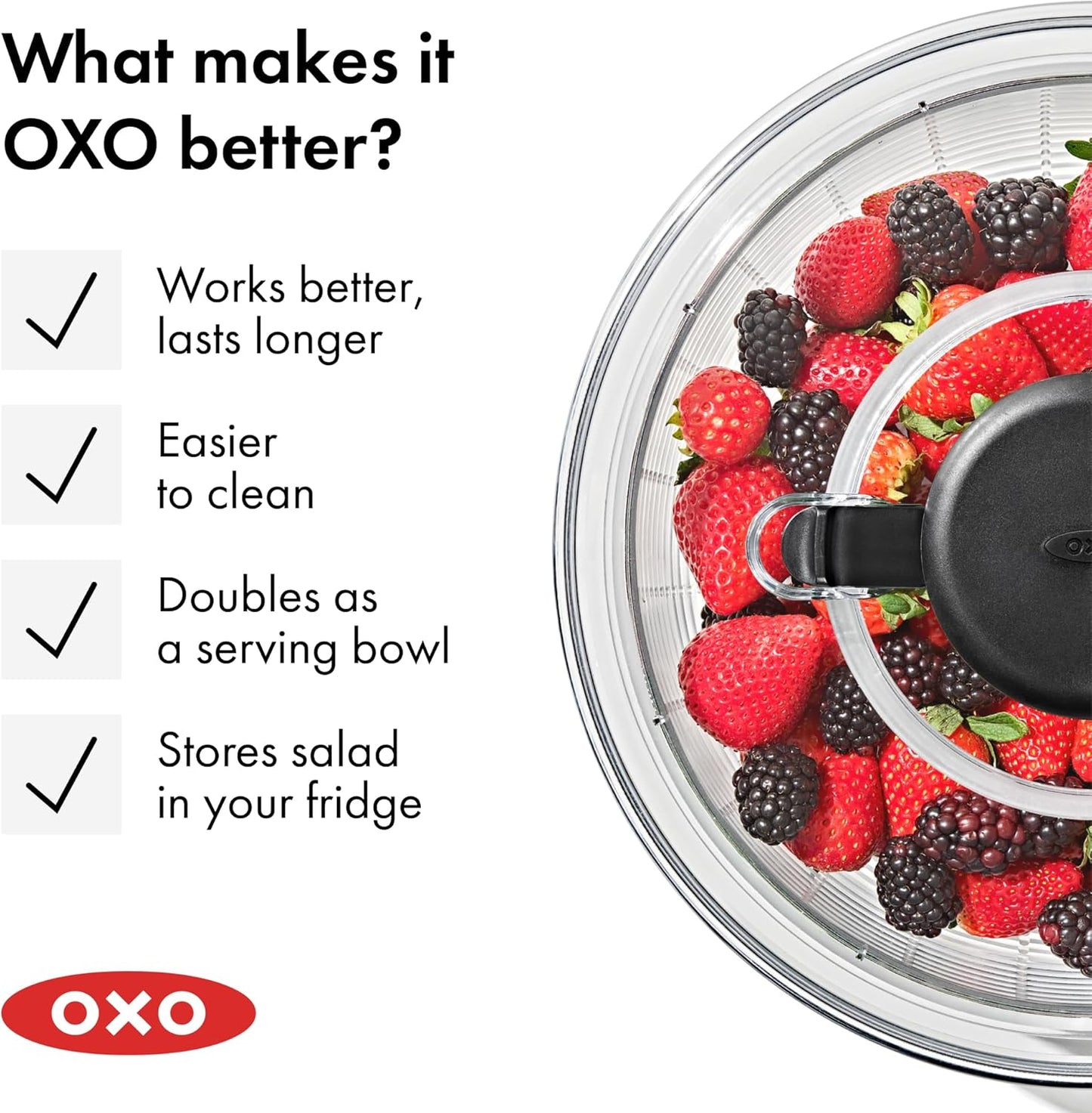 OXO Good Grips Salad Spinner - Efficient Lettuce & Vegetable Washer | 6.22 Quart Capacity