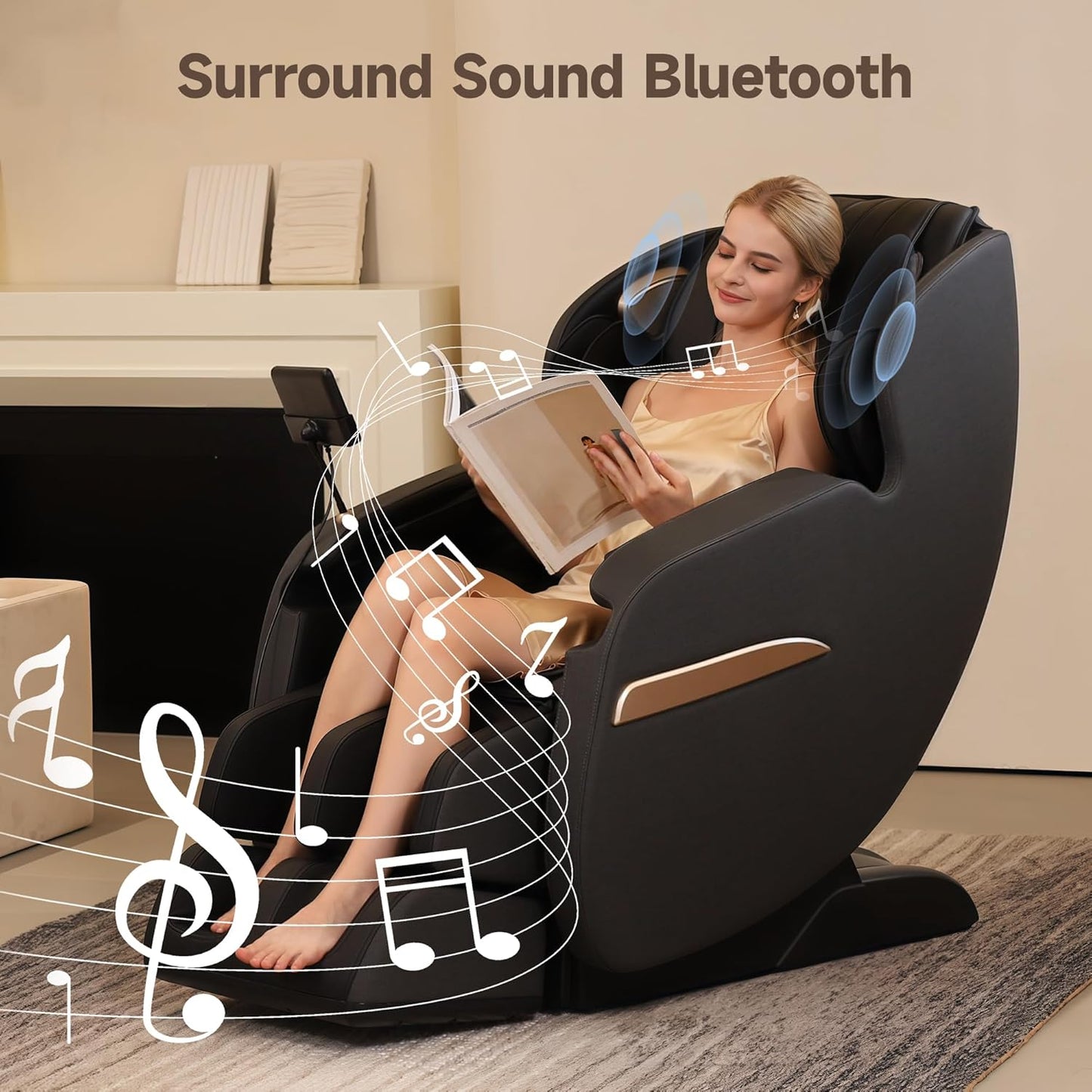 Real Relax 2D SL-Track Massage Chair - Full Body Zero Gravity Recliner with 8 Auto Modes & Upgraded LCD Screen | Black