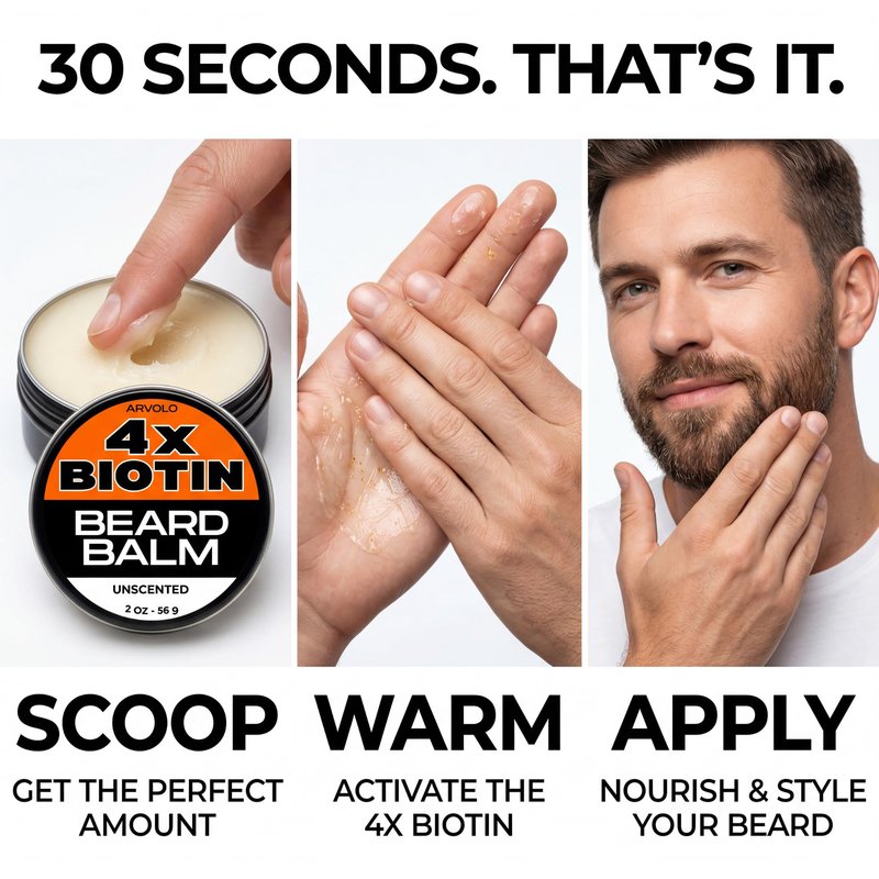 Arvolo Biotin Beard Balm for Men Care – Moustache & Beard Hair Growth, Shaper, Straightener, Filler & Softener Wax Butter Treatment, – For Growth, Grooming, Shaping