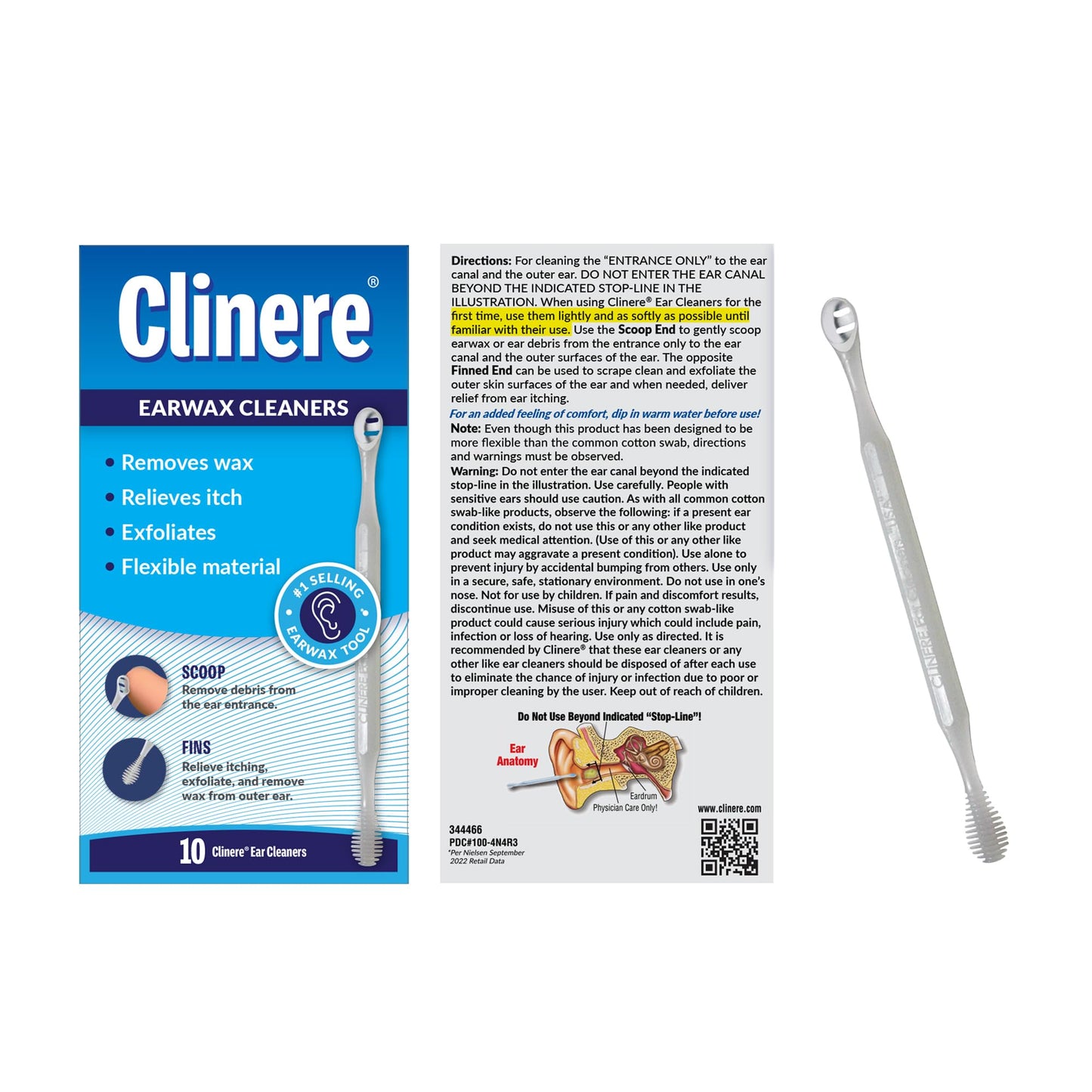 Clinere® Ear Cleaners, Gentle Ear Cleaning and Ear Wax Removal Tool, Itch Relief, Exfoliates, 10 Count