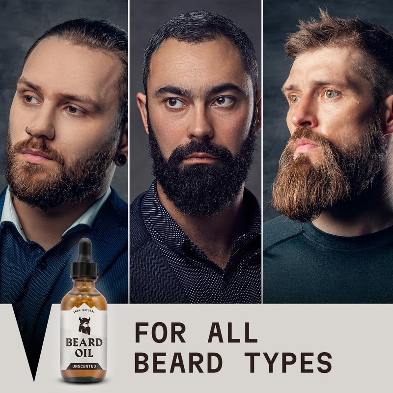 Striking Viking Unscented Beard Oil for Men - 2 Fl Oz, Fragrance-Free - Clear Beard & Mustache Conditioner with Jojoba & Argan Blend, Almond & Tea Tree Oils for Growth & Sensitive Skin