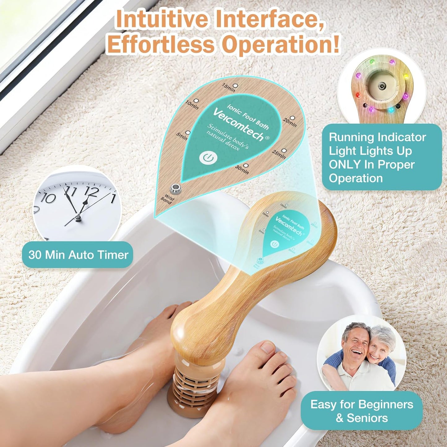 Ionic Foot Detox Bath Machine - Home Spa System with Array & Tub Liners | Relaxation & Wellness