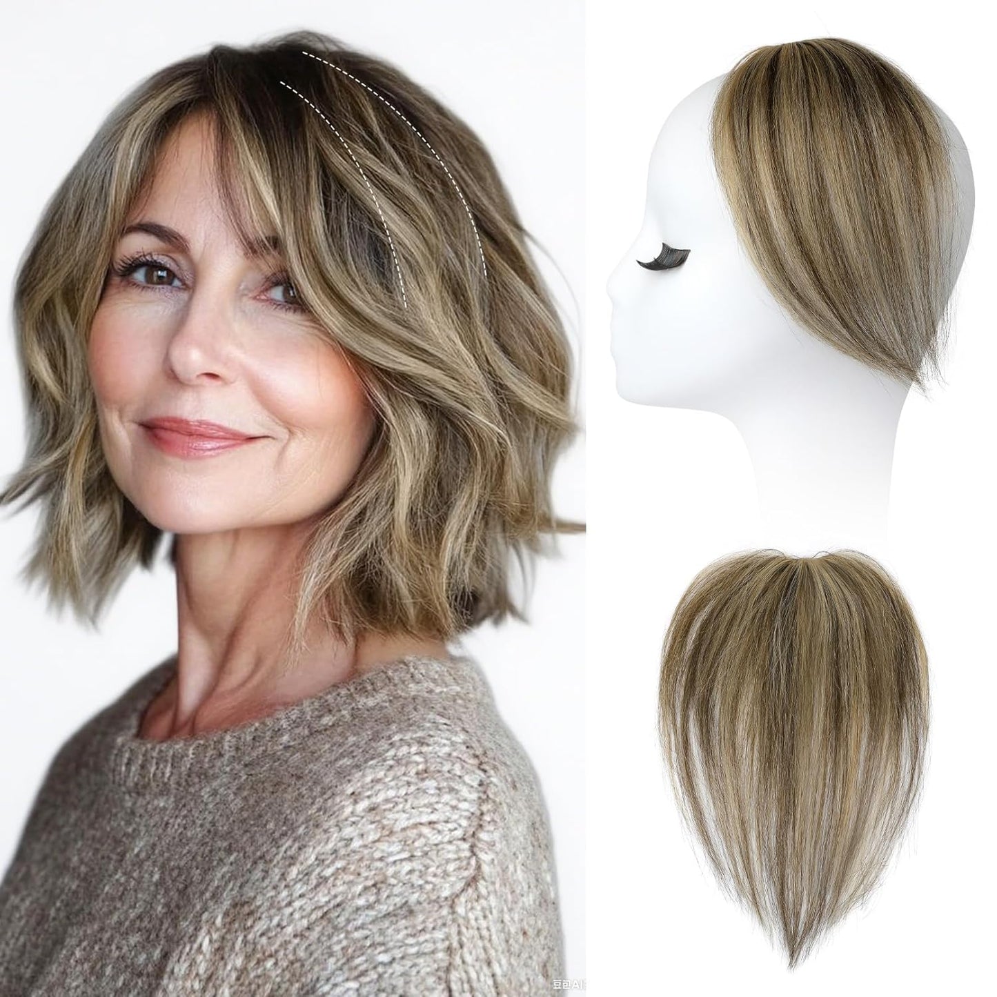 REECHO Clip-In Hair Volumizer - Short Thick Extensions for Thin Hair | Platinum Blonde with Black Strands, 8 Inch