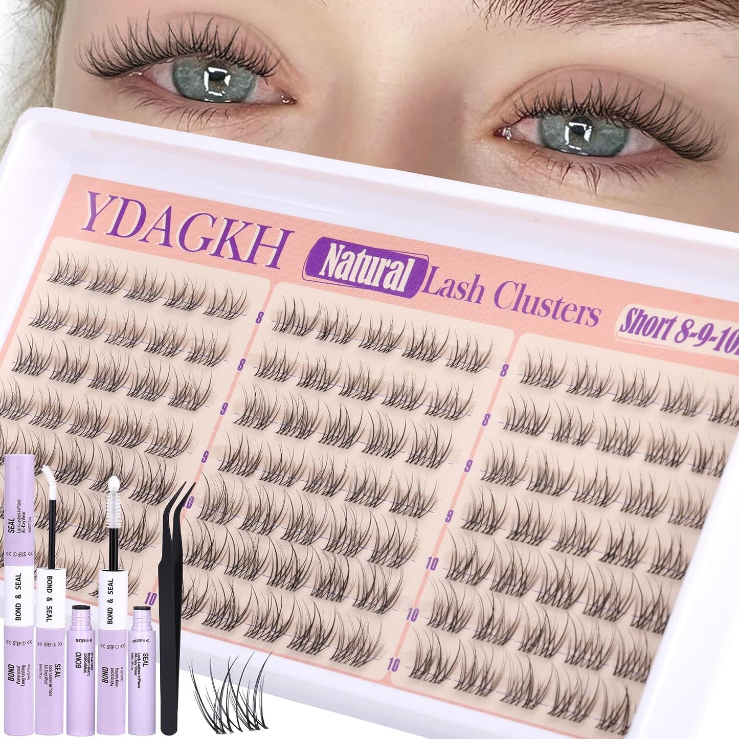 Natural Eyelash Clusters - Short Spiky Wispy Extensions 8-14mm | Ultra-Thin Band C Curl DIY Lashes