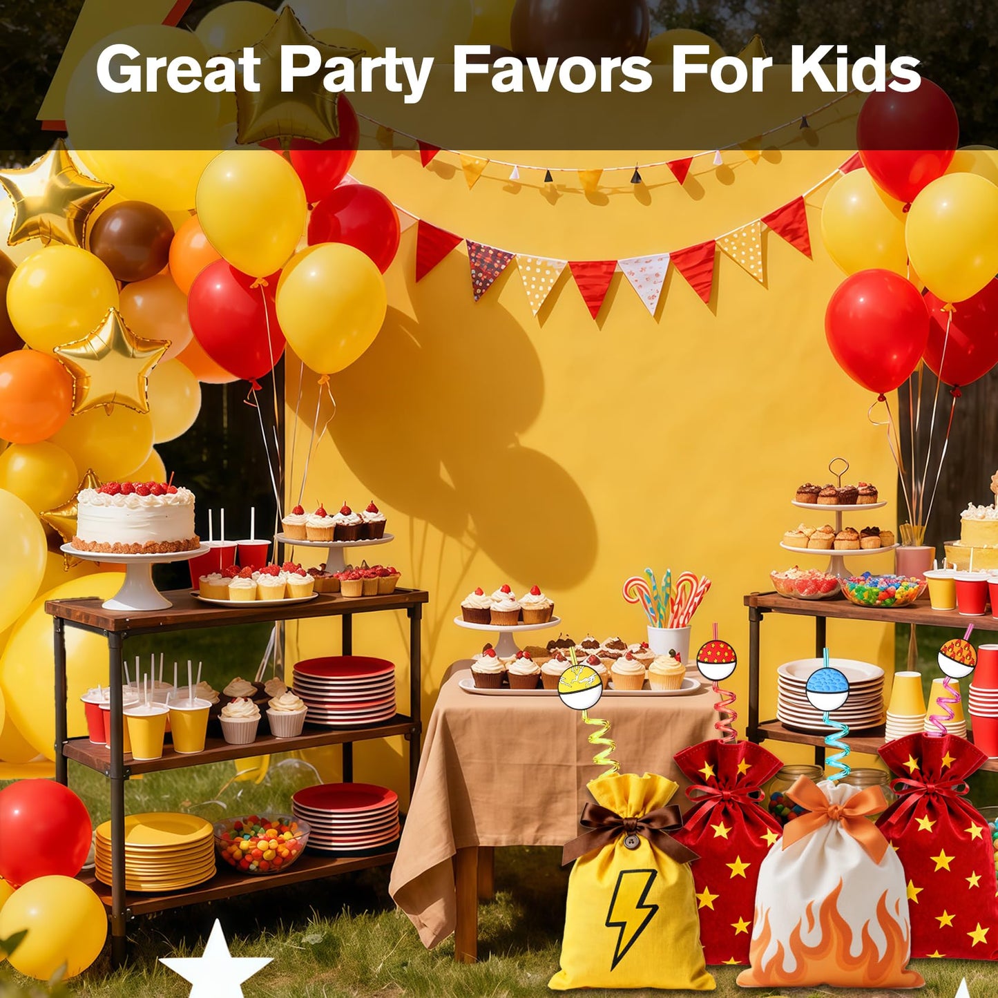 Joyhaven 24Pcs Cartoon Animation Party Favors Straws Birthday Decorations Goodie Bags Stuffers Gift Bags for Birthday Party Supplies Gifts Pinata Fillers