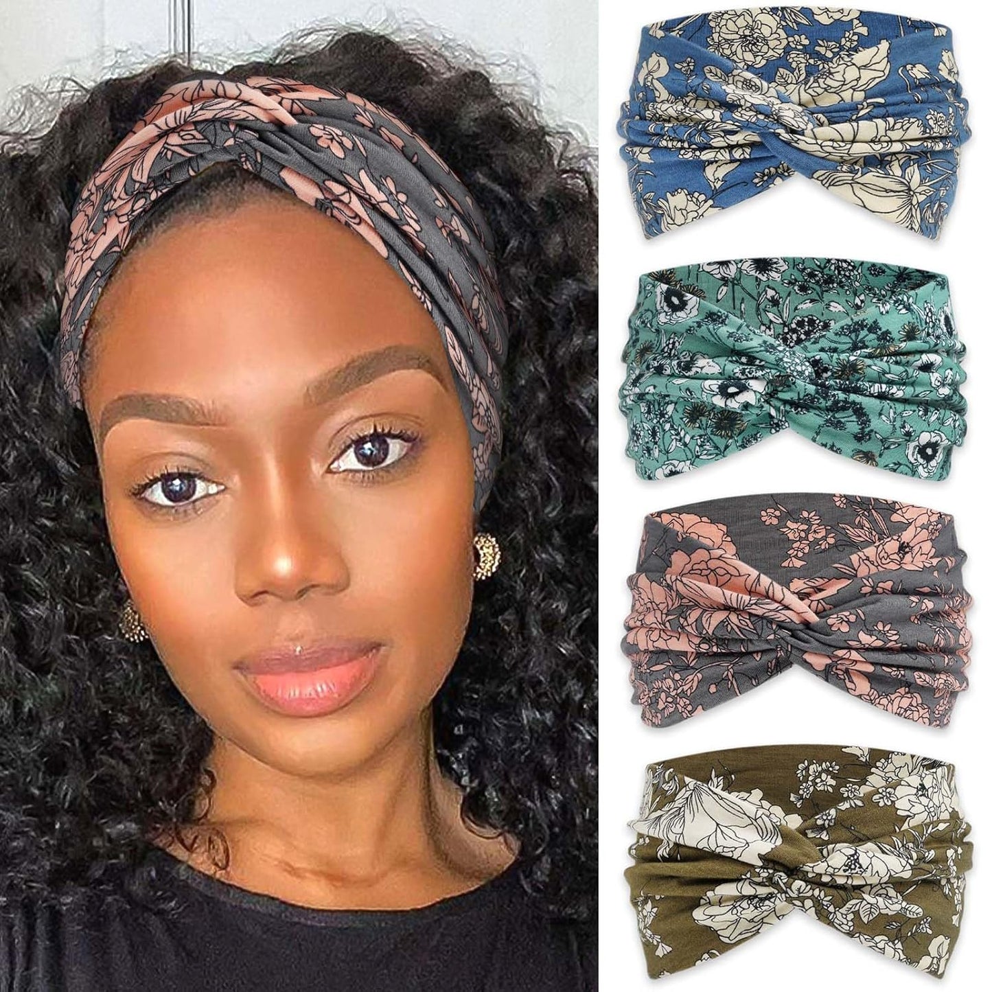 Bandana Headbands for Women - Large Turban Wraps | Knotted Criss Cross Design, Perfect for Workouts