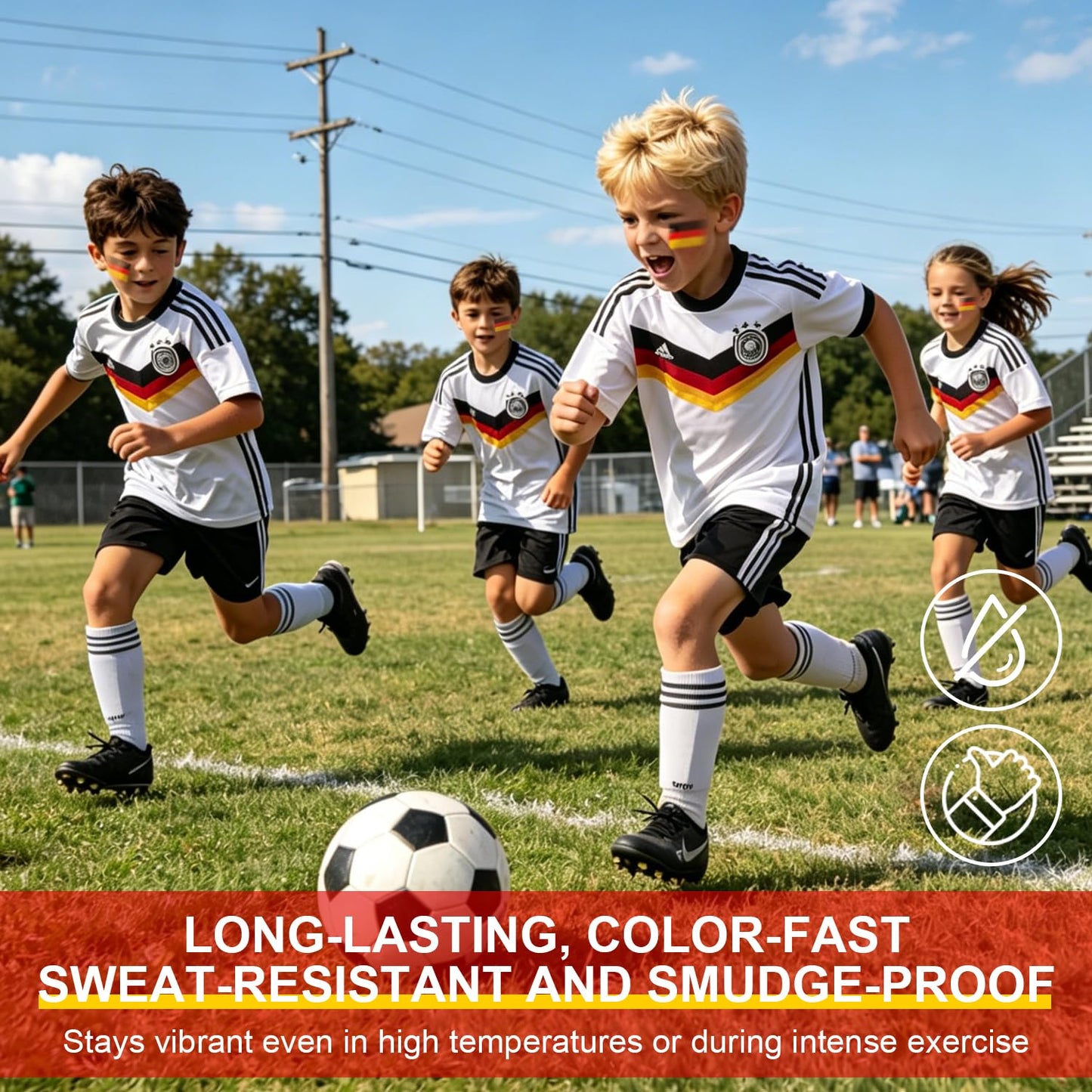 Germany Face Paint Stick - Sweatproof High Pigment for World Cup Fans | Black, Red & Yellow