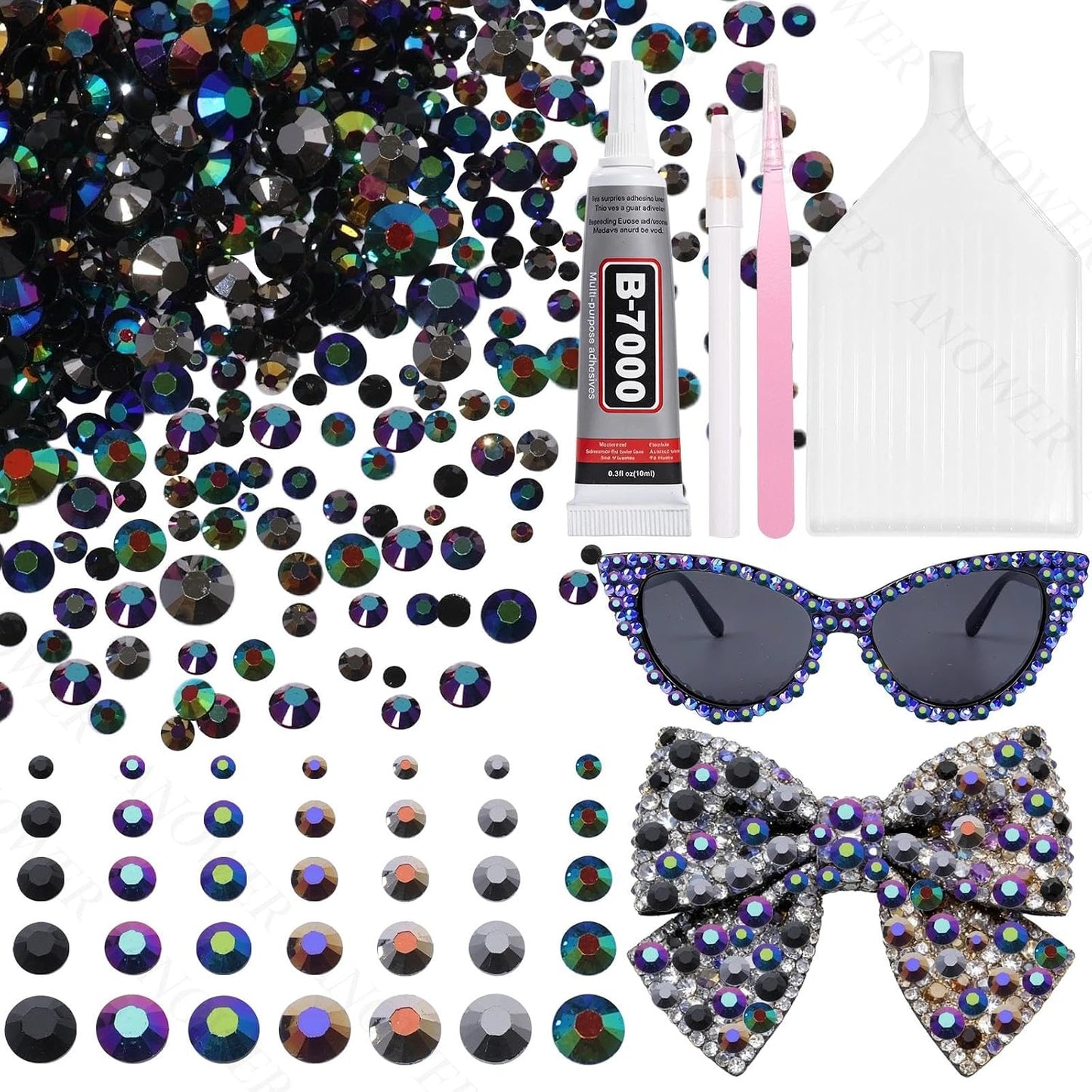 Mixed Light Color Resin Flatback Rhinestones - 16,000 Pcs for Crafting & DIY Projects | 2-6mm Gems for Makeup & Tumblers