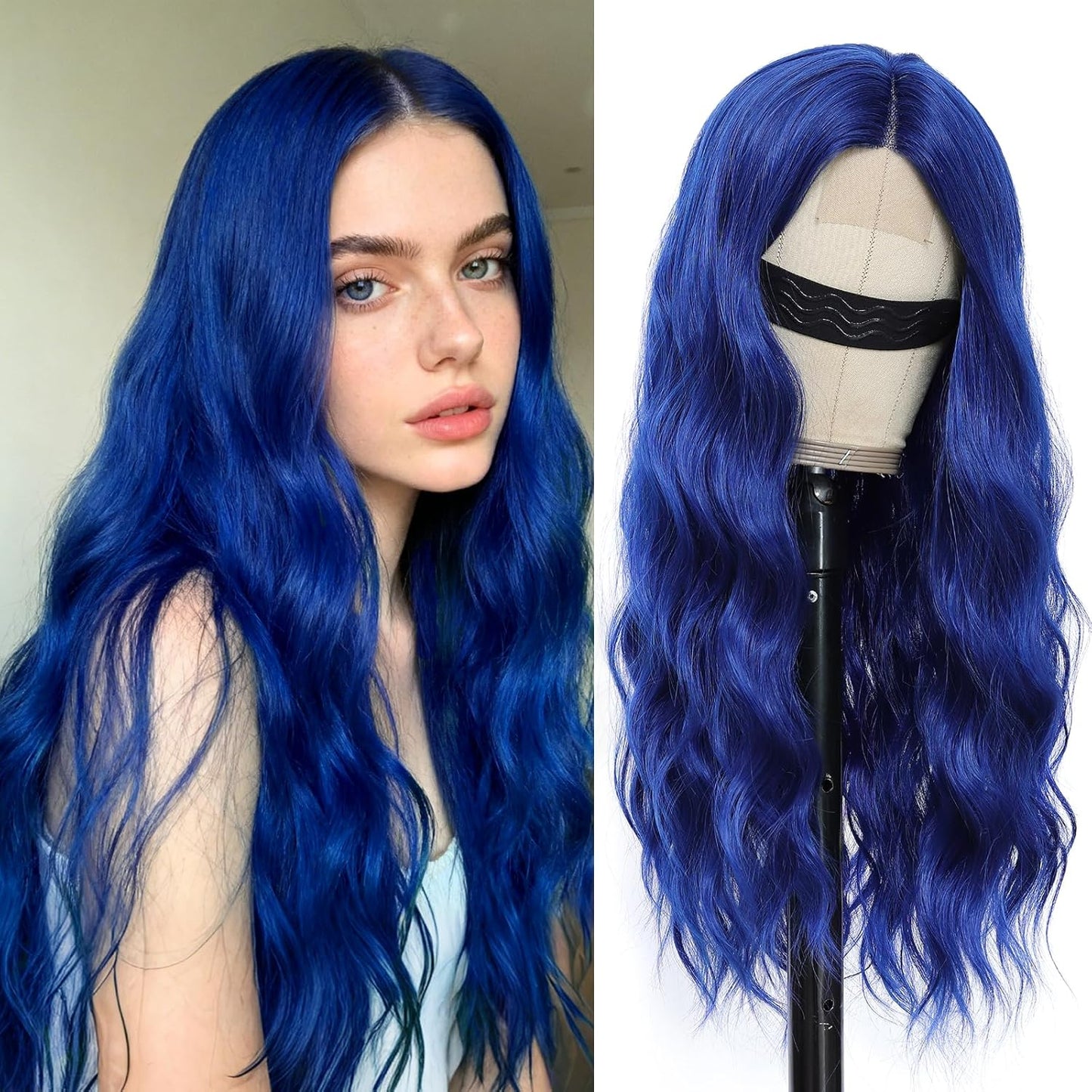 Ombre Blonde Wigs for Women - 26 Inch Long Wavy Synthetic Lace Front Wig | Heat Resistant for Daily & Party Wear