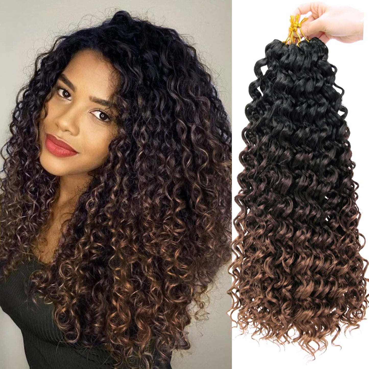 Water Wave Crochet Hair Extensions - Blonde Synthetic Bohemian Braids | 14 Inch Deep Wave (27#)