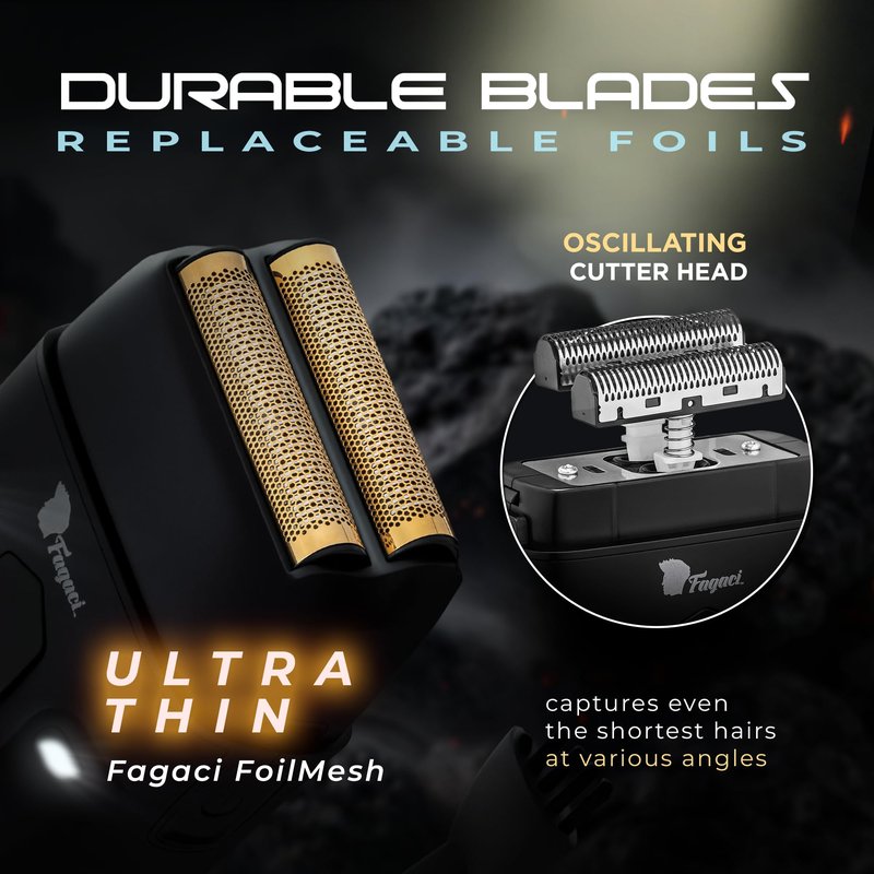 Fagaci Double Foil Shaver for Men – Electric Shaver with Close Shaving, No Irritation, Professional Barber Foil Shavers 8500 RPM High Torque, 3H Battery, Mens Razor for Face, Easy Clean