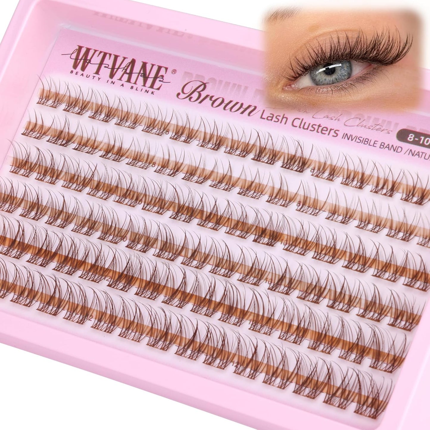 Short Cluster Eyelash Extensions - Wispy C-Curl Lashes with Soft Clear Band | 8-10mm Natural Look