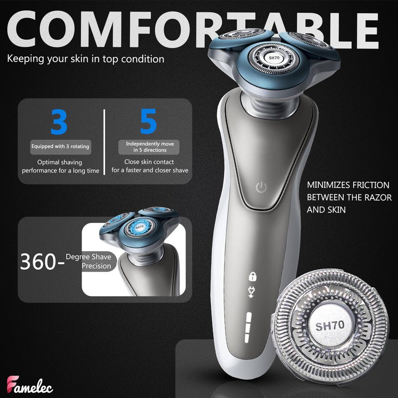 SH70/SH71 Replacement Heads for Philips Norelco Shaver Series 7000, Upgraded Blades Compatible with Philips Norelco Heads 7000 Series 5000 Angular (6pcs)