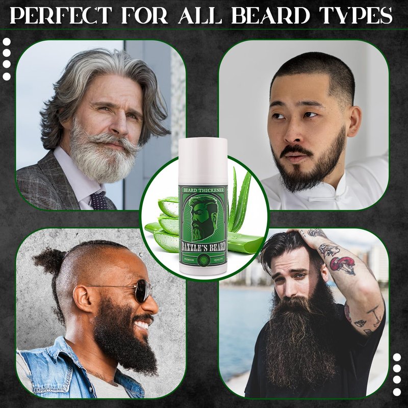 Bazzle's Beard Thickener – Beard Growth Kit & Balm with Biotin for Hair Growth for Men, Infused with Oat Protein for Medium Hold and Light Fragrance, Facial Hair & Mustache Styling Balm Conditioner