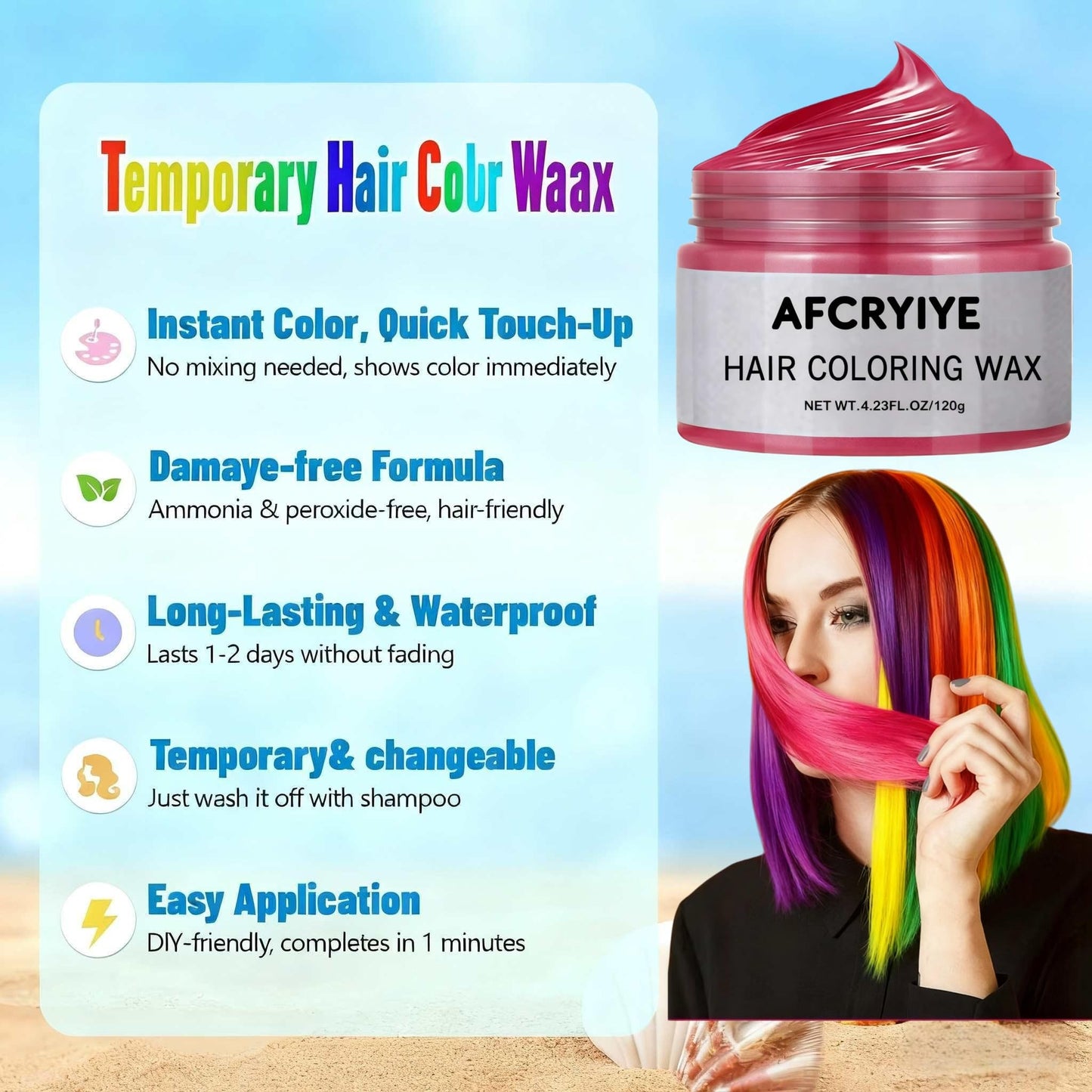 Red Temporary Hair Wax - Easy Wash-Out Hair Color for Halloween, Cosplay & Parties | Hair Dye & Styling Wax 4.23 oz