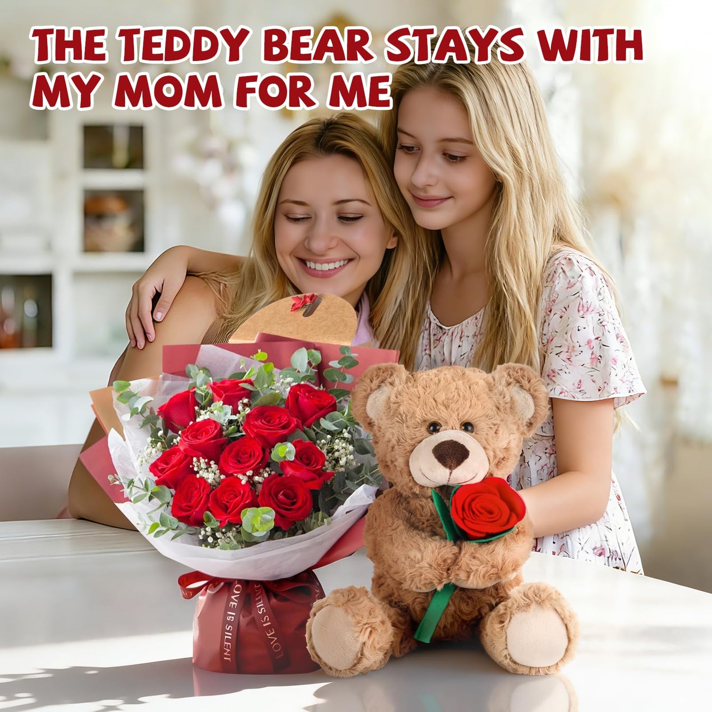 Teddy Bear,2026 Graduation with Gift Box, 12 Inch Plush Teddy Bear, Teddy Floral Arrangement with Card & Balloons, Gift for Son, Daughter, Sister, Brother, Classmate, Sweetheart, 2026 Graduates