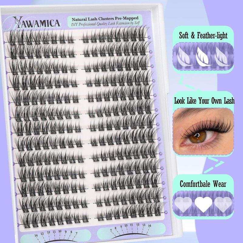 Natural Lash Clusters - Short Cat Eye Eyelash Extensions 7-14mm | Wispy C Curl DIY Lashes