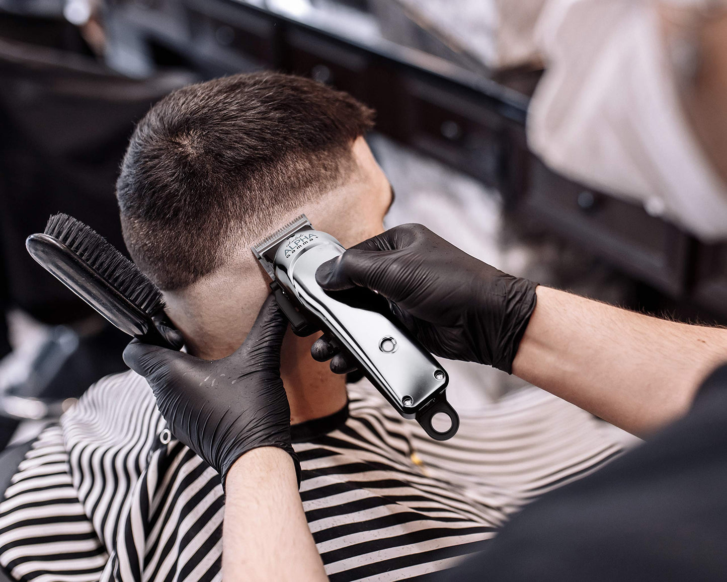 GAMMA+ Replacement Fixed Black Diamond Carbon DLC Taper Hair Clipper Blade with Moving Gold Titanium Deep Tooth Cutter Set