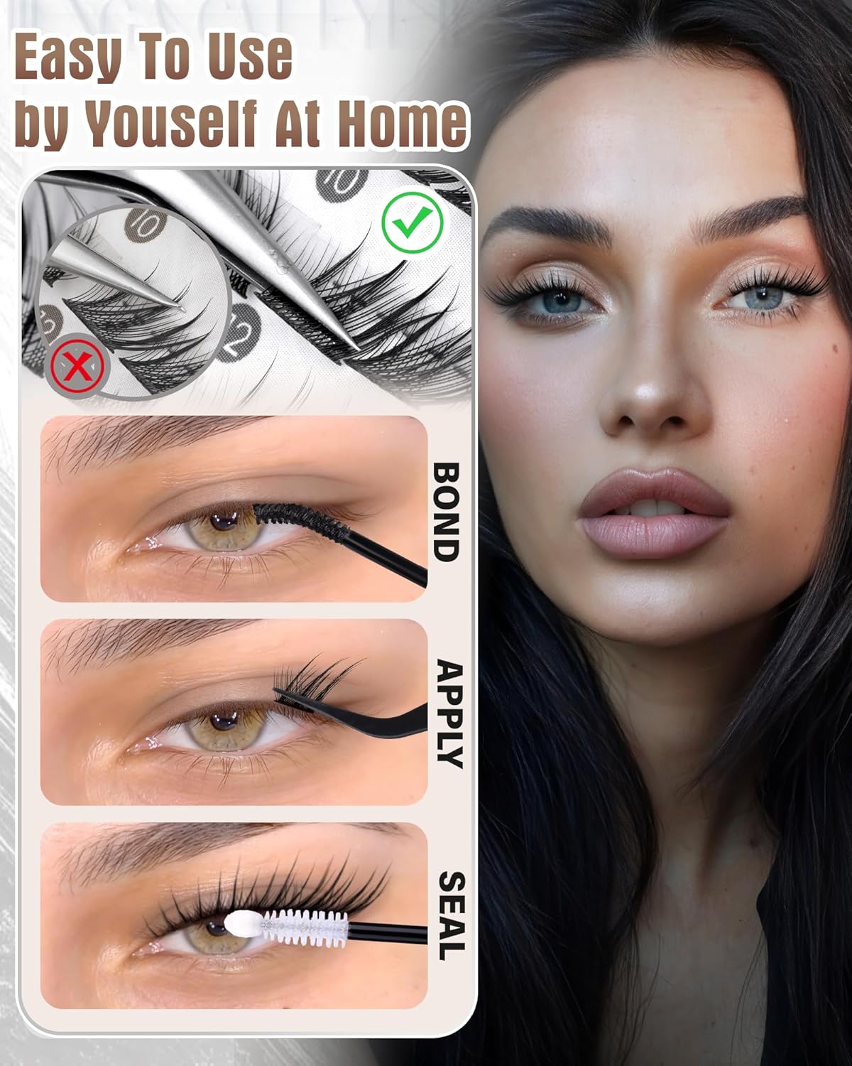 Fox Eye Lash Clusters - Natural Eyelash Extensions 8-14MM | Pre-Mapped Cat Eye Design