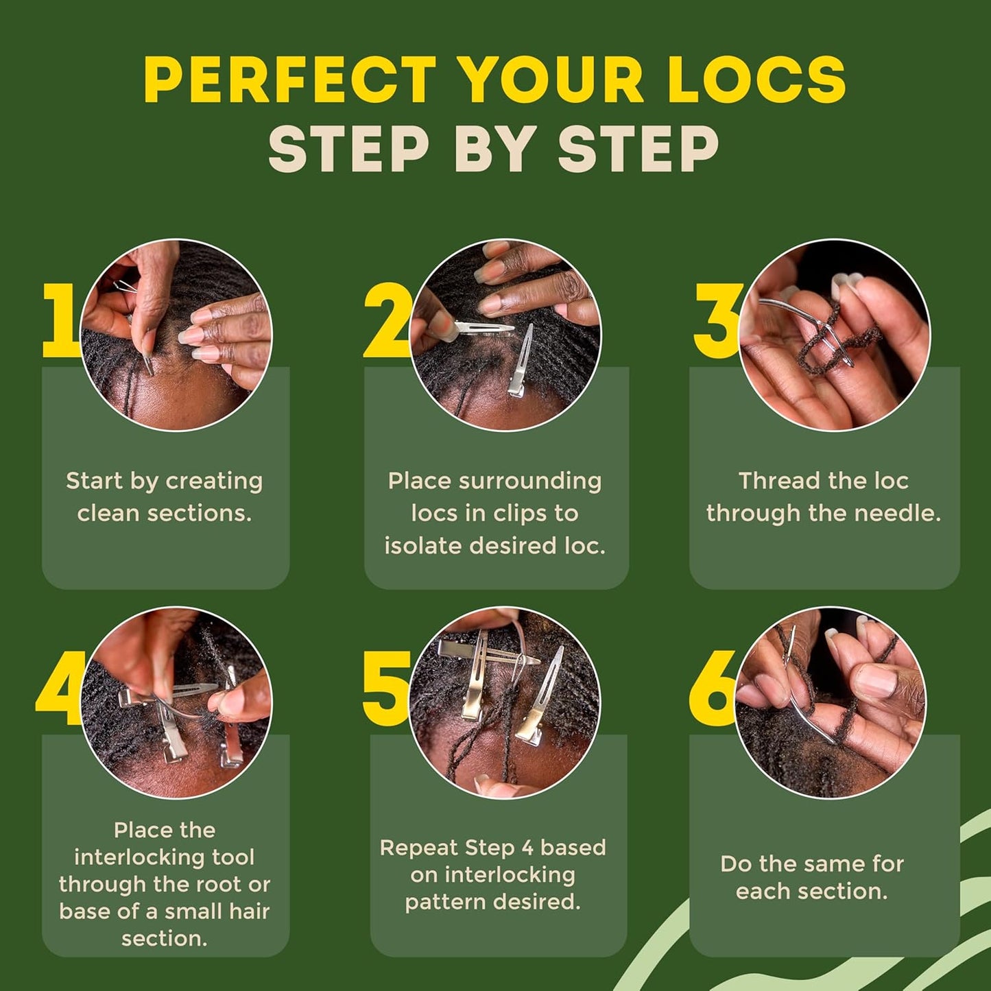 Interlocking Tool for Microlocs | Ergonomic Curved Retightening Tool for Dreadlocks & Sisterlocks - DIY Hair Maintenance Kit