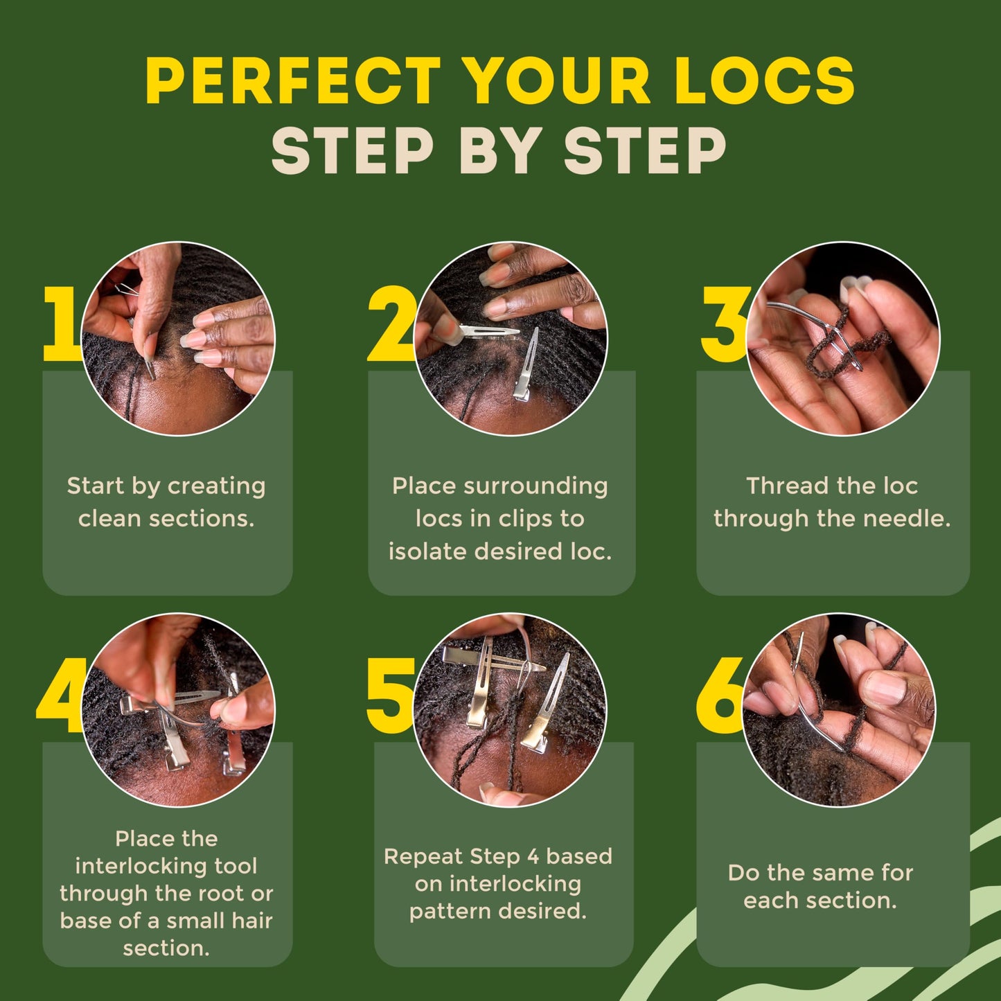 Locsanity Interlocking Tool for Microlocs - Curved Ergonomic Retightening Tool for Dreadlocks, Sisterlocks & Medium Locs Maintenance - DIY Hair Tool Kit