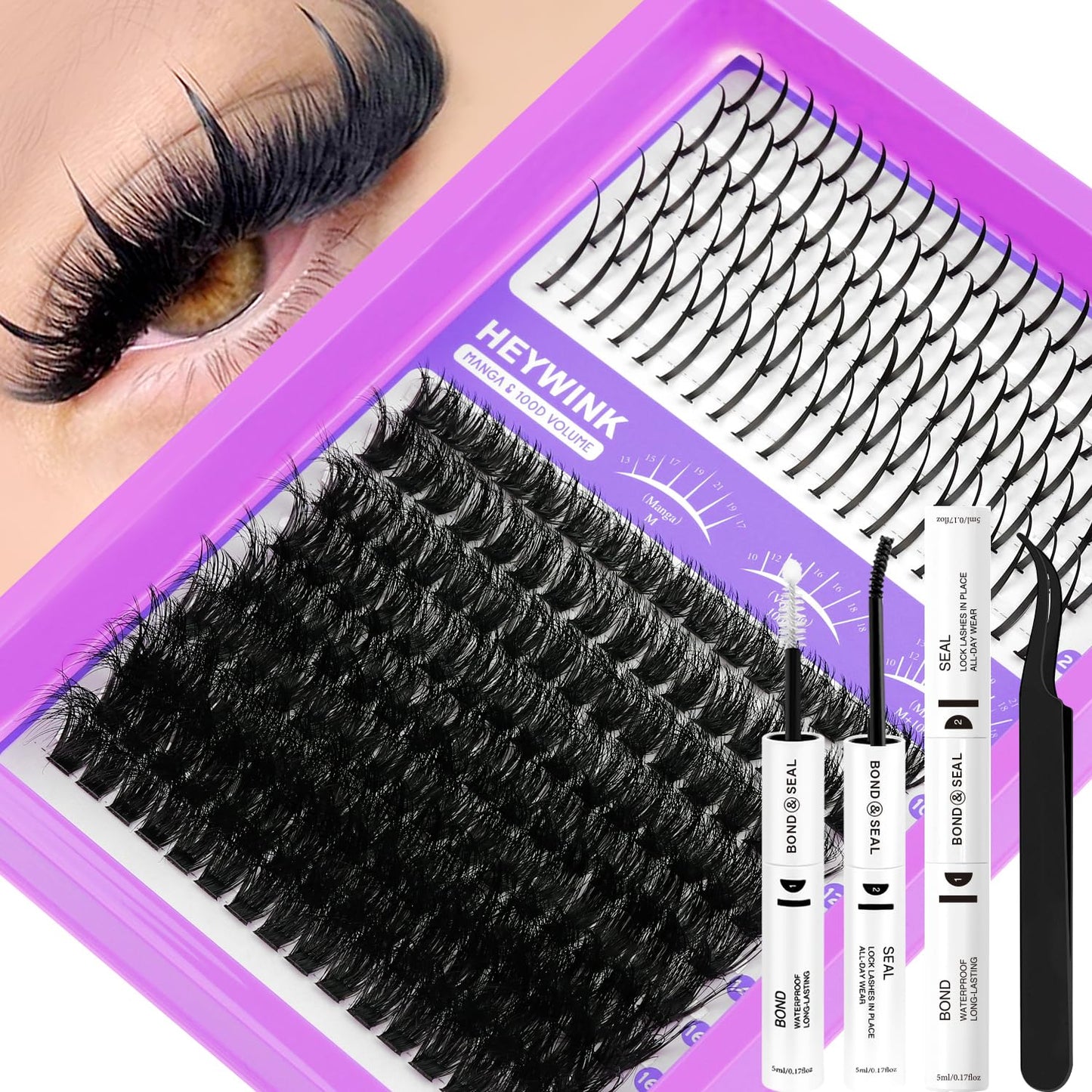 Lash Clusters Kit - 80D & 100D Individual D Curly Eyelash Extensions | DIY Thick False Lashes 10-18mm