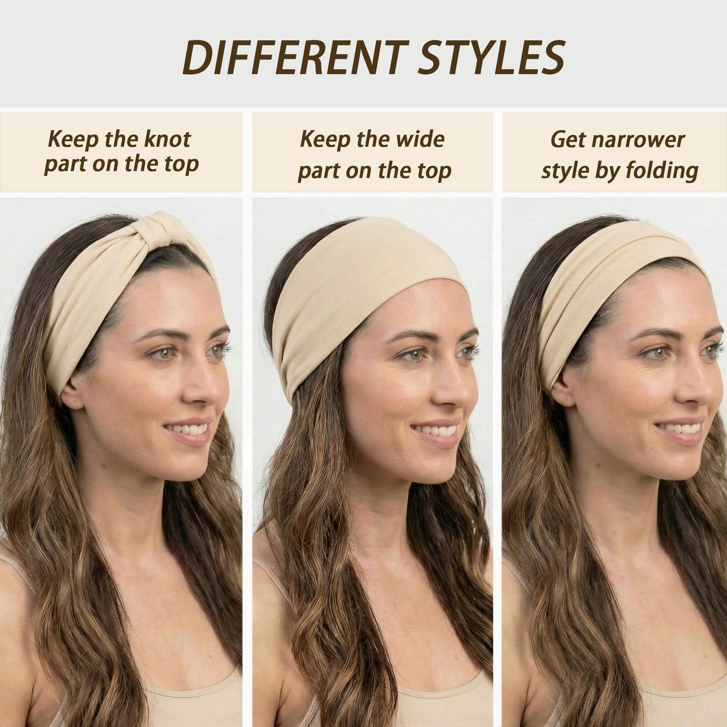 YONUF Wide Headbands for Women - 6 Pack Stretchy Soft Hair Bands for Workout, Yoga, Running, Makeup & Face Washing - Fashion Knotted Head Wraps & Hair Accessories
