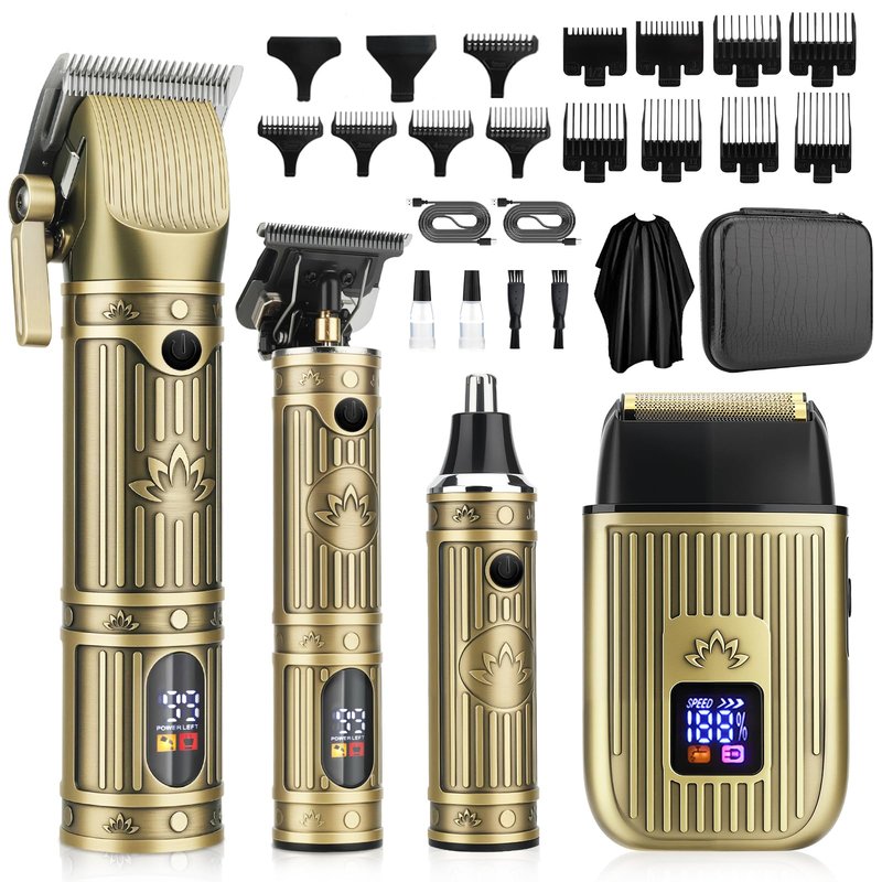 Saoilli Hair Clippers for Men Professional,Beard Trimmer Hair Trimmer Kit,Cordless Clippers and Trimmers Set,Electric Razor Shavers for Men,Nose Trimmer Mens Grooming Kit for Barber,LED Display