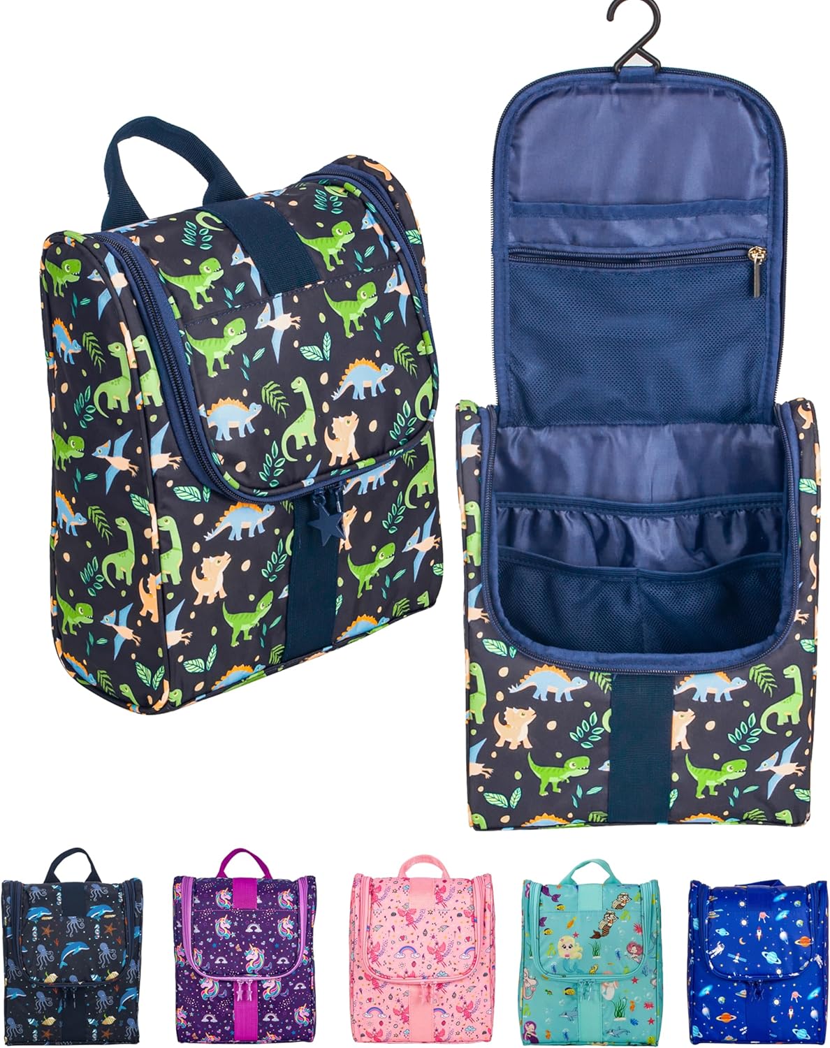 Cute Cartoon Kids Toiletry Bag - Travel Makeup Organizer for Boys & Girls | Dinosaurs Design