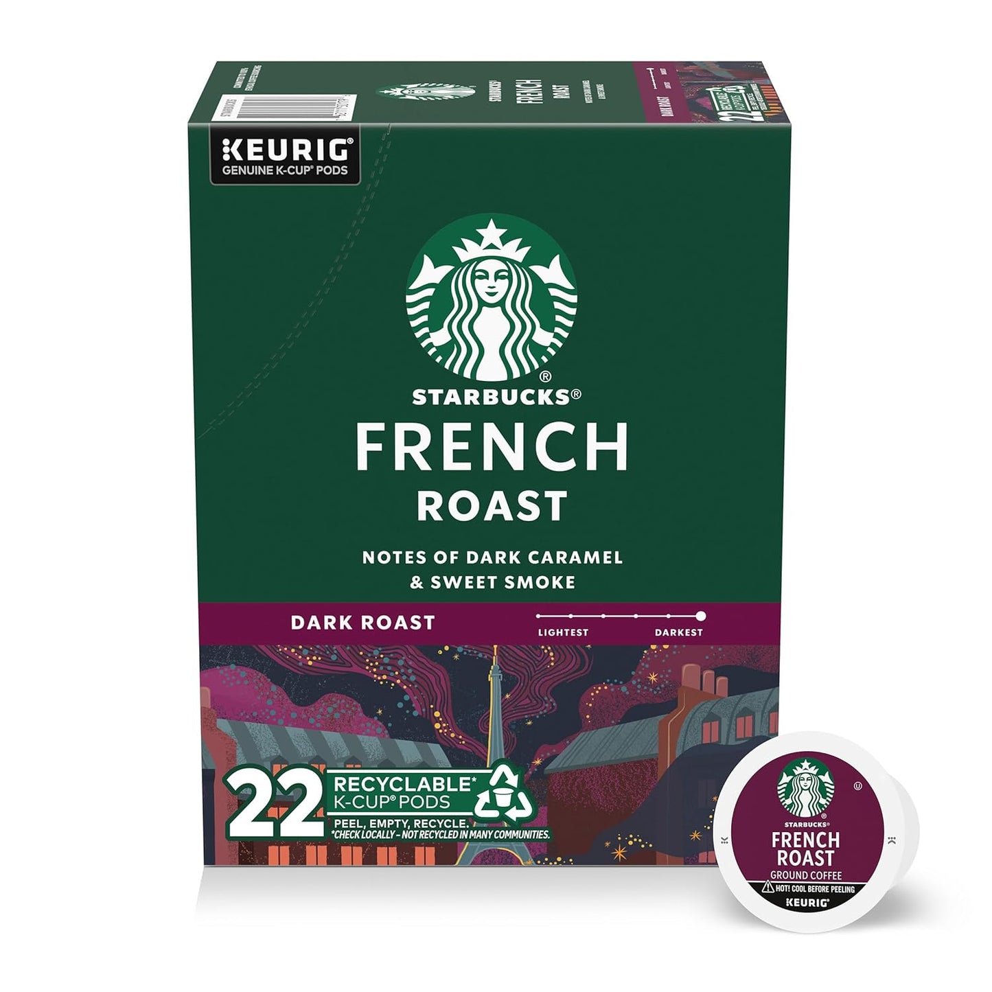 Starbucks K-Cup Coffee Pods - Dark Roast French Roast for Hot or Iced Coffee | 96 Count