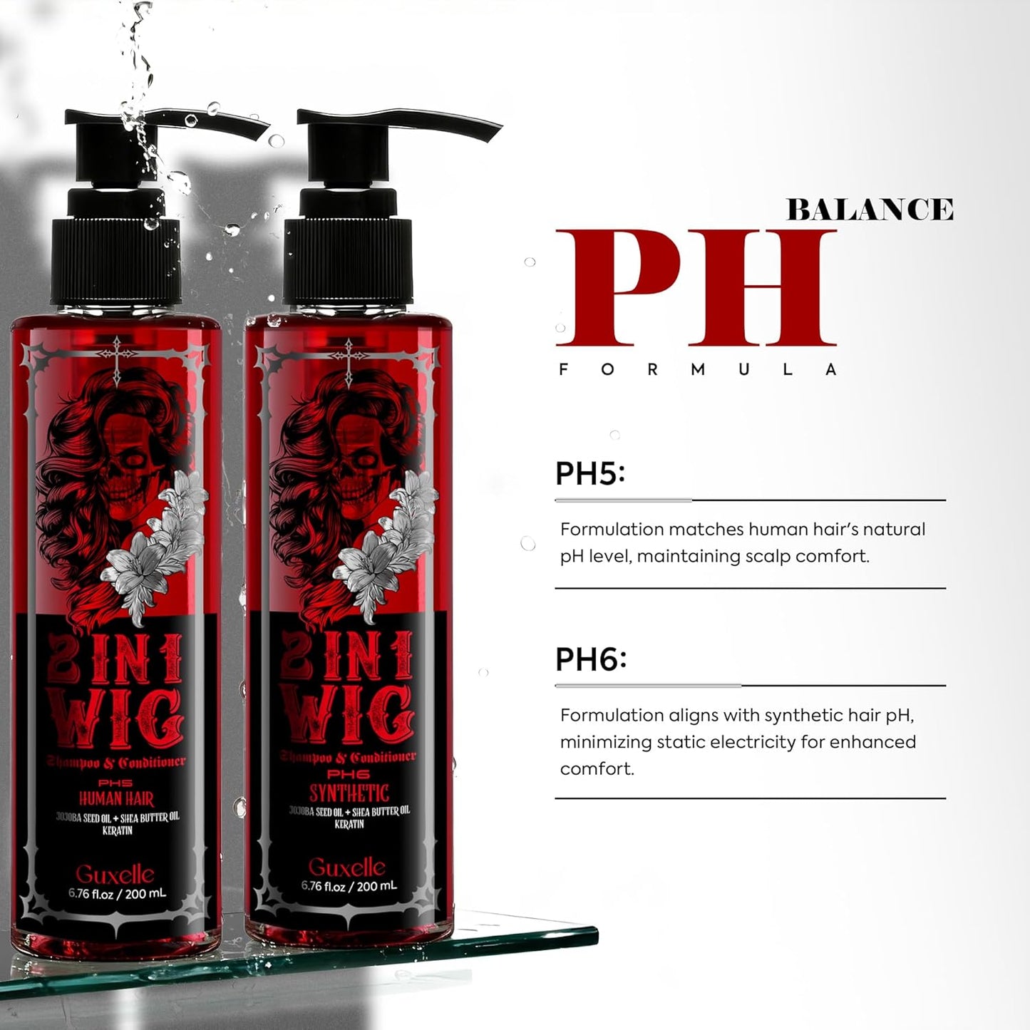 2 in 1 Wig Shampoo & Conditioner - Moisturizing Care for Synthetic Wigs | 200ml/6.76fl oz