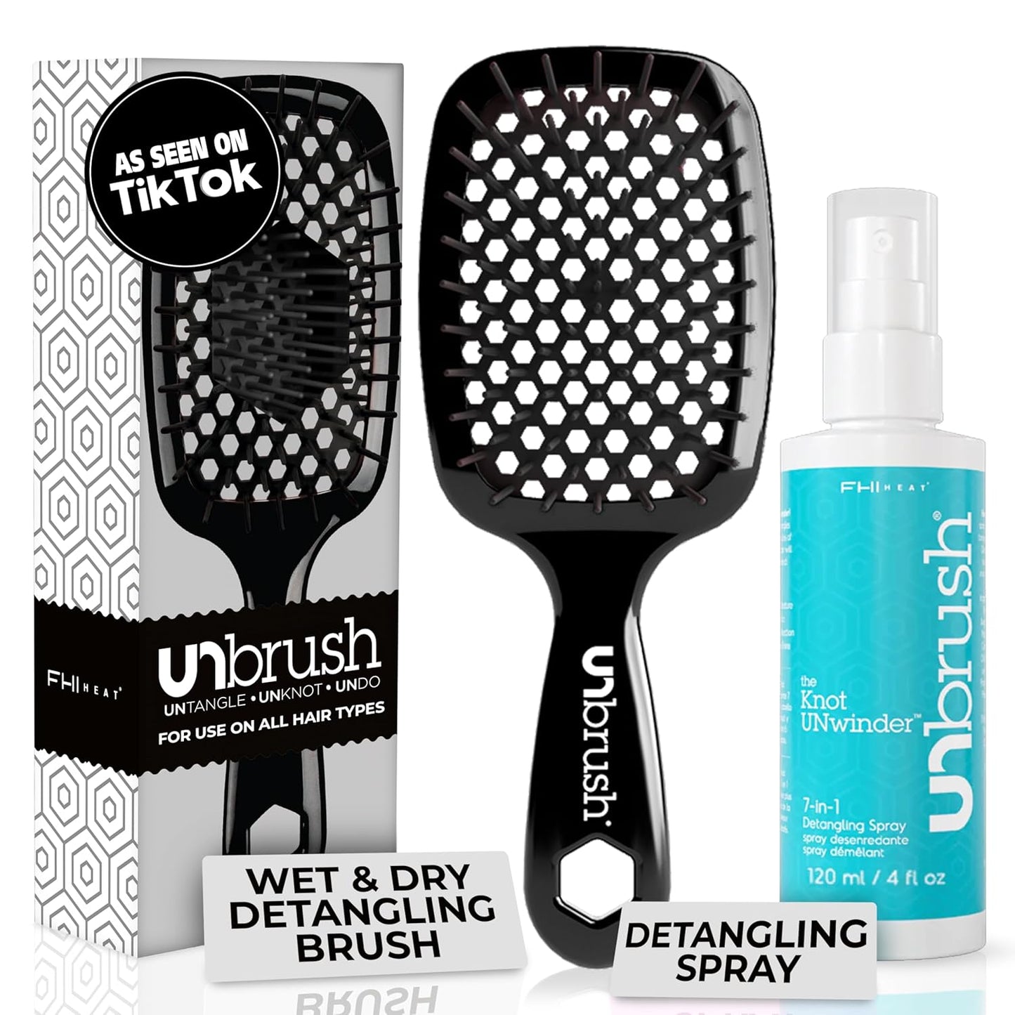 FHI Heat Unbrush & Unwinder Spray - Hair Detangler & Heat Protectant 8 oz