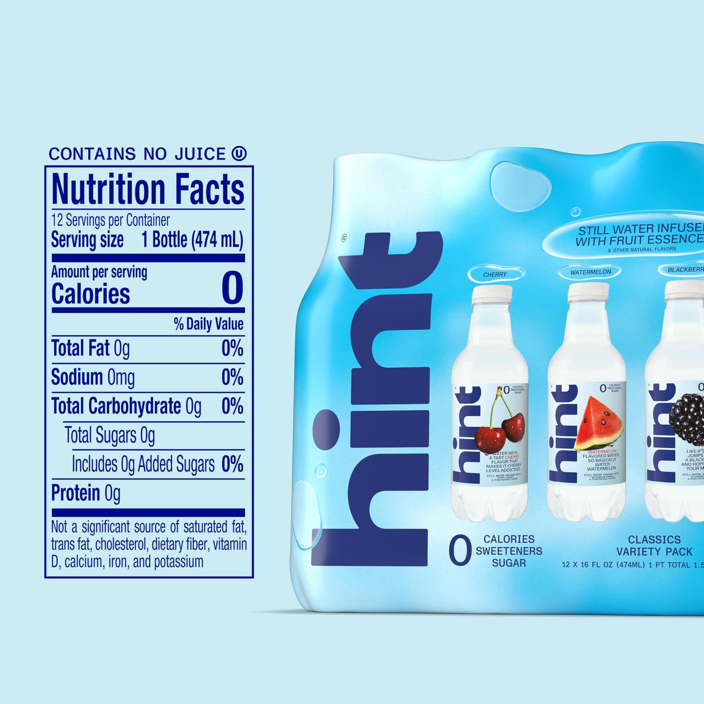 Hint Infused Bottled, Best Sellers Variety Pack - Sugar Free Flavored with Zero Calories, Natural Essences, and No Artificial Sweeteners - 16 Fl Oz (Pack of 12)