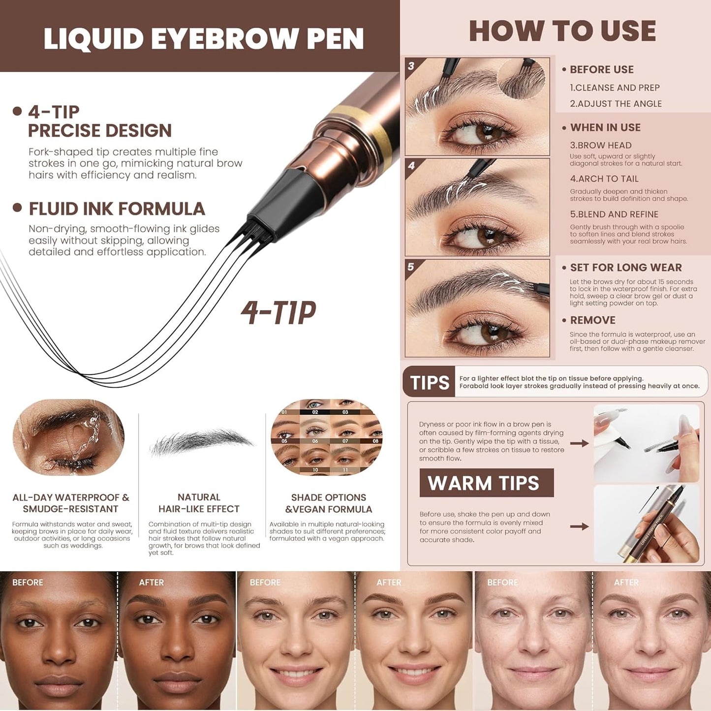 Eyebrow Pencil - Waterproof Microblading Pens for Precise, Natural-Looking Brows | 2 Pcs Dark Blonde